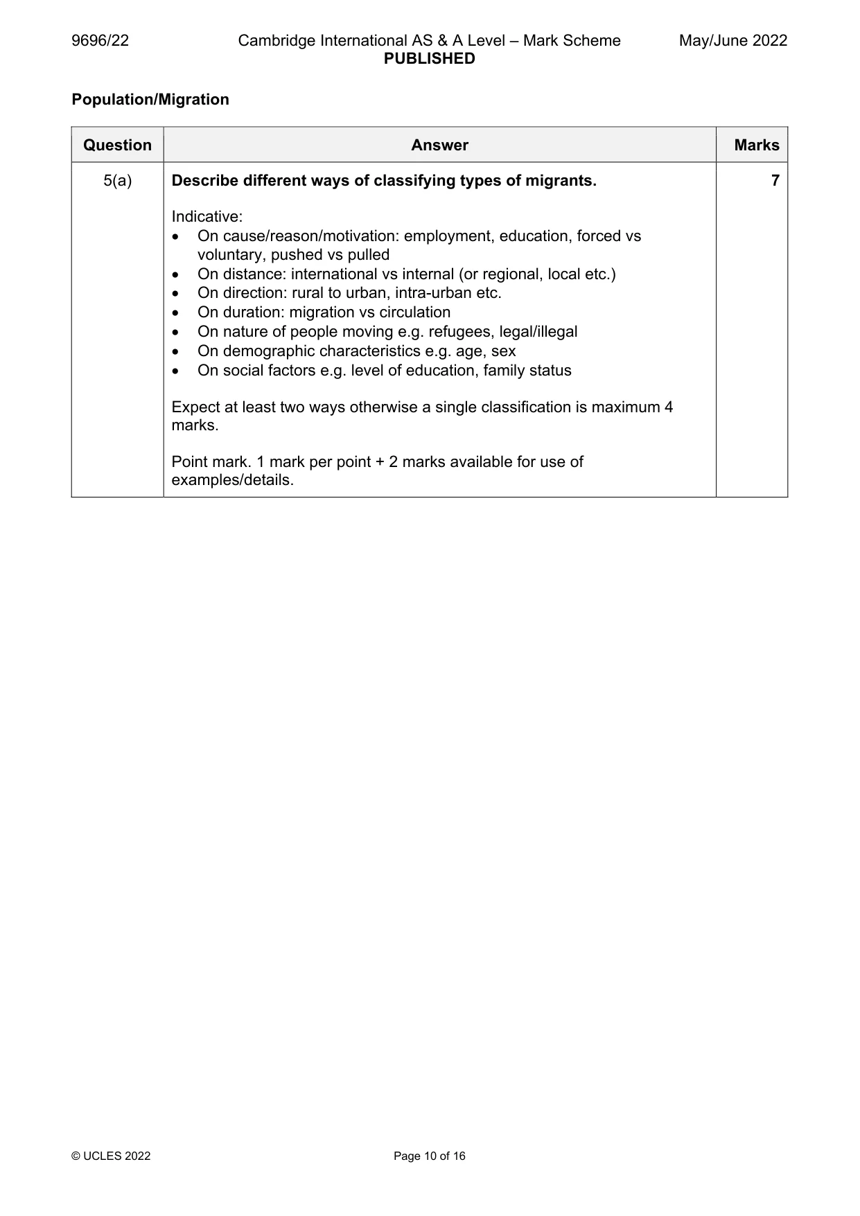 Mark scheme, page 10 of 16