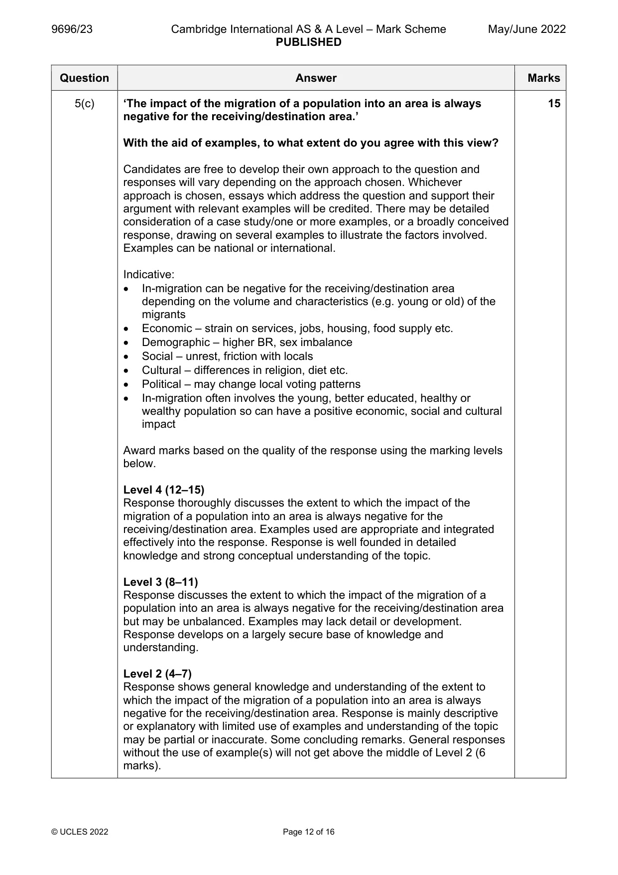 Mark scheme, page 12 of 16