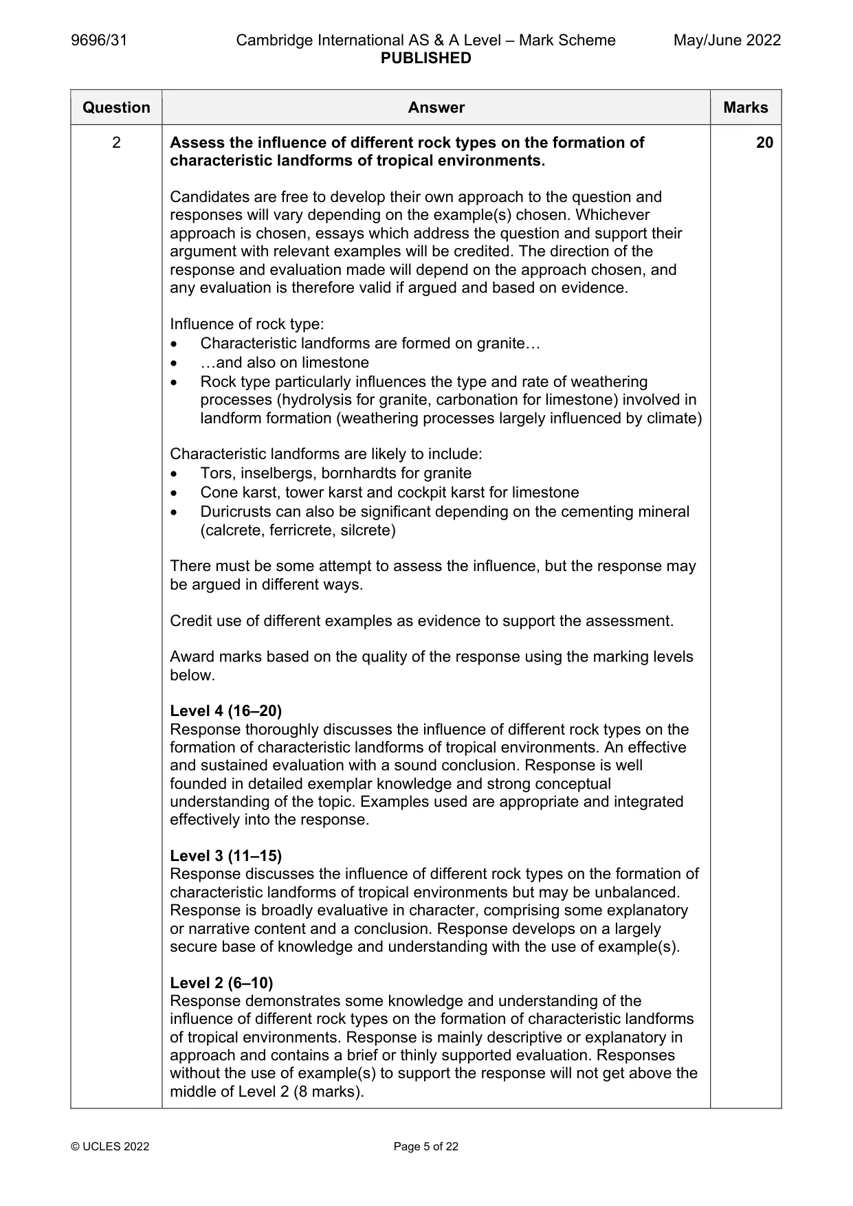 Mark scheme, page 5 of 22