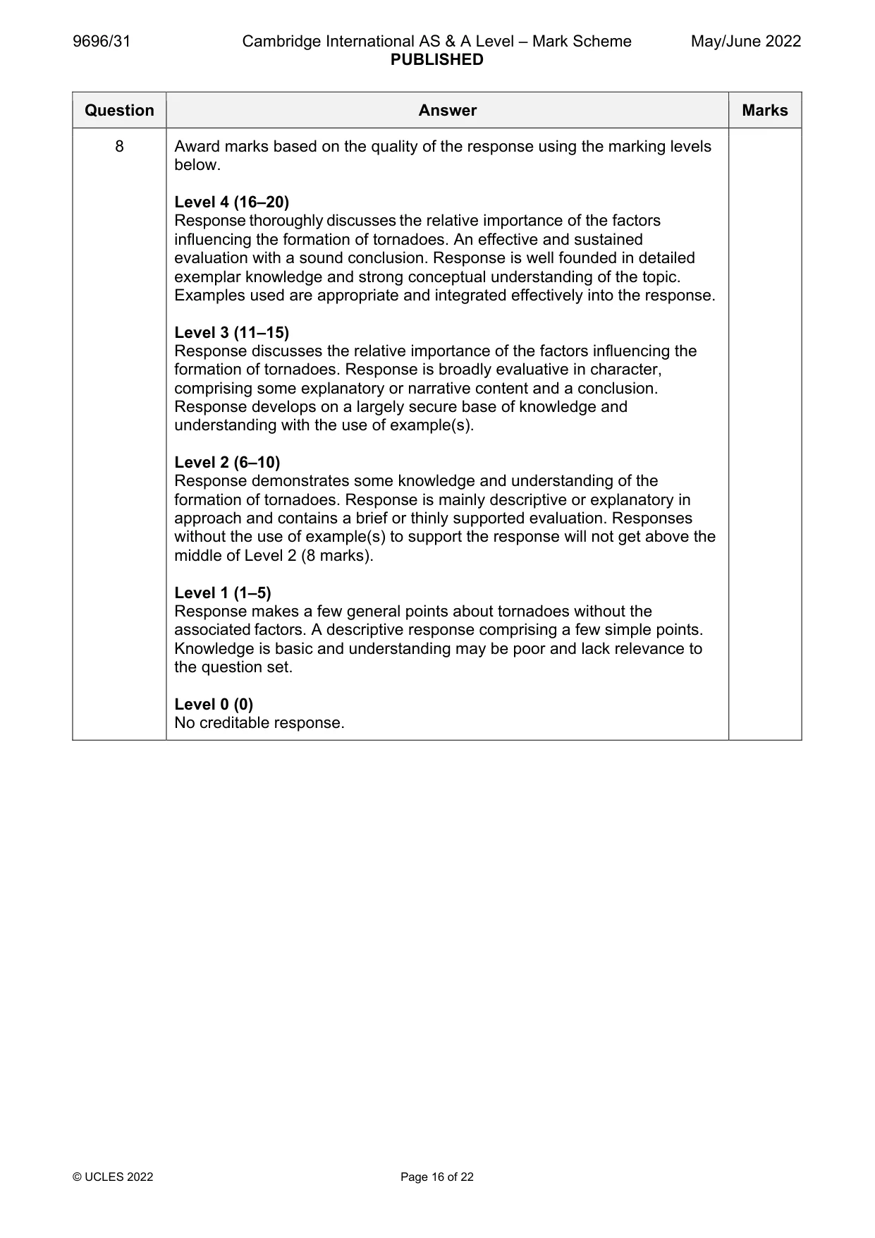 Mark scheme, page 16 of 22