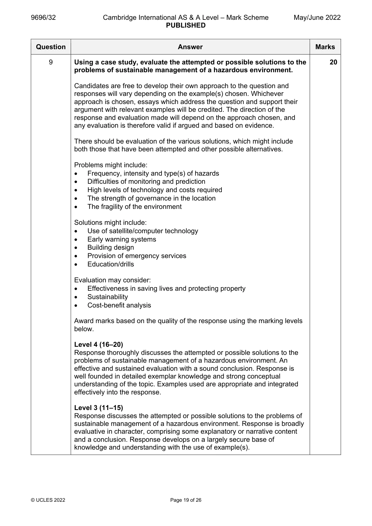 Mark scheme, page 19 of 26