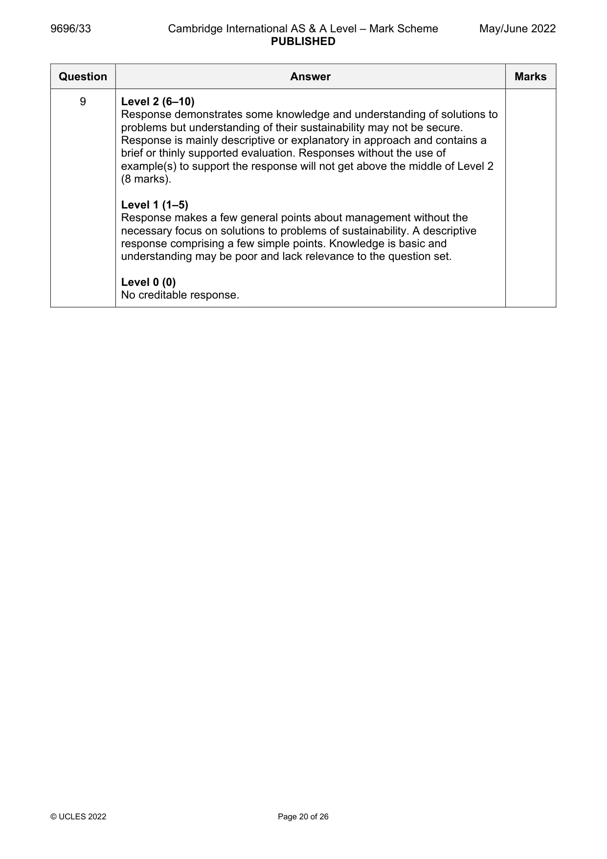 Mark scheme, page 20 of 26