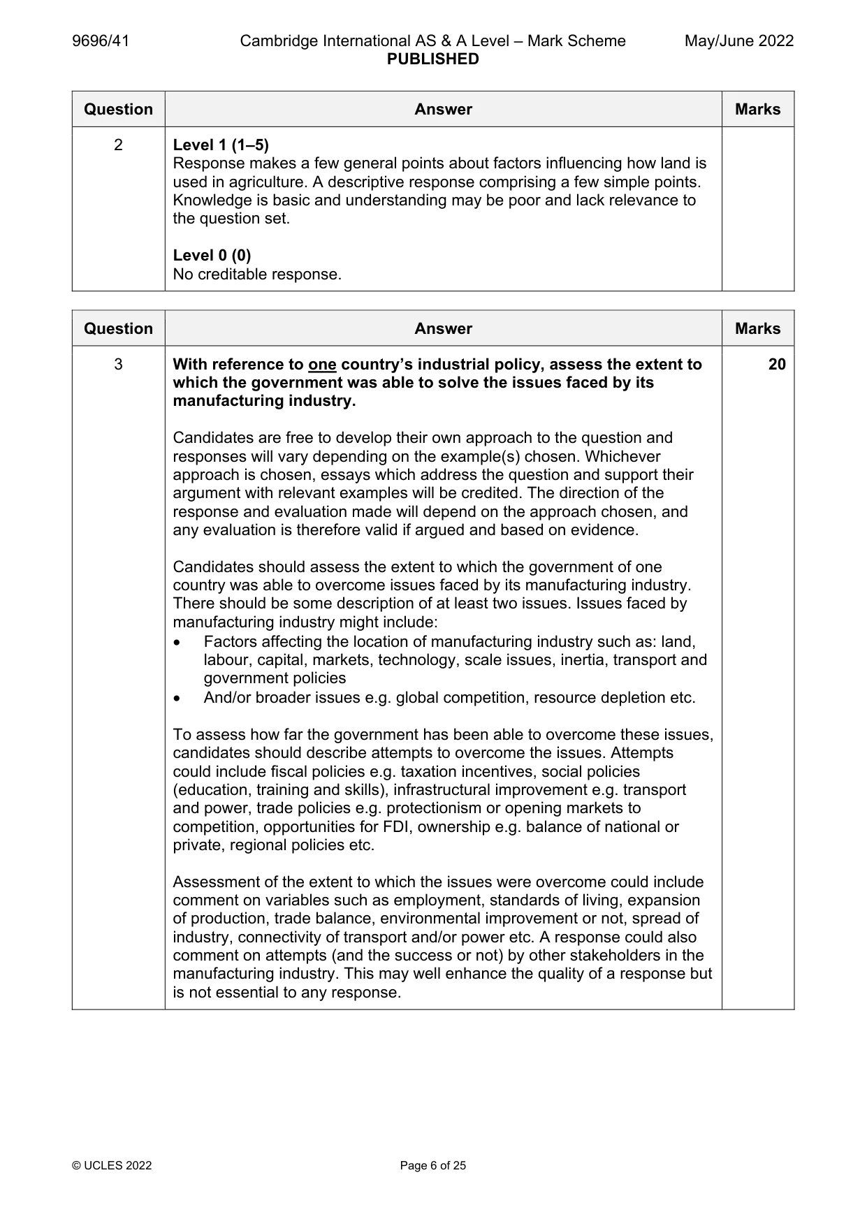 Mark scheme, page 6 of 25