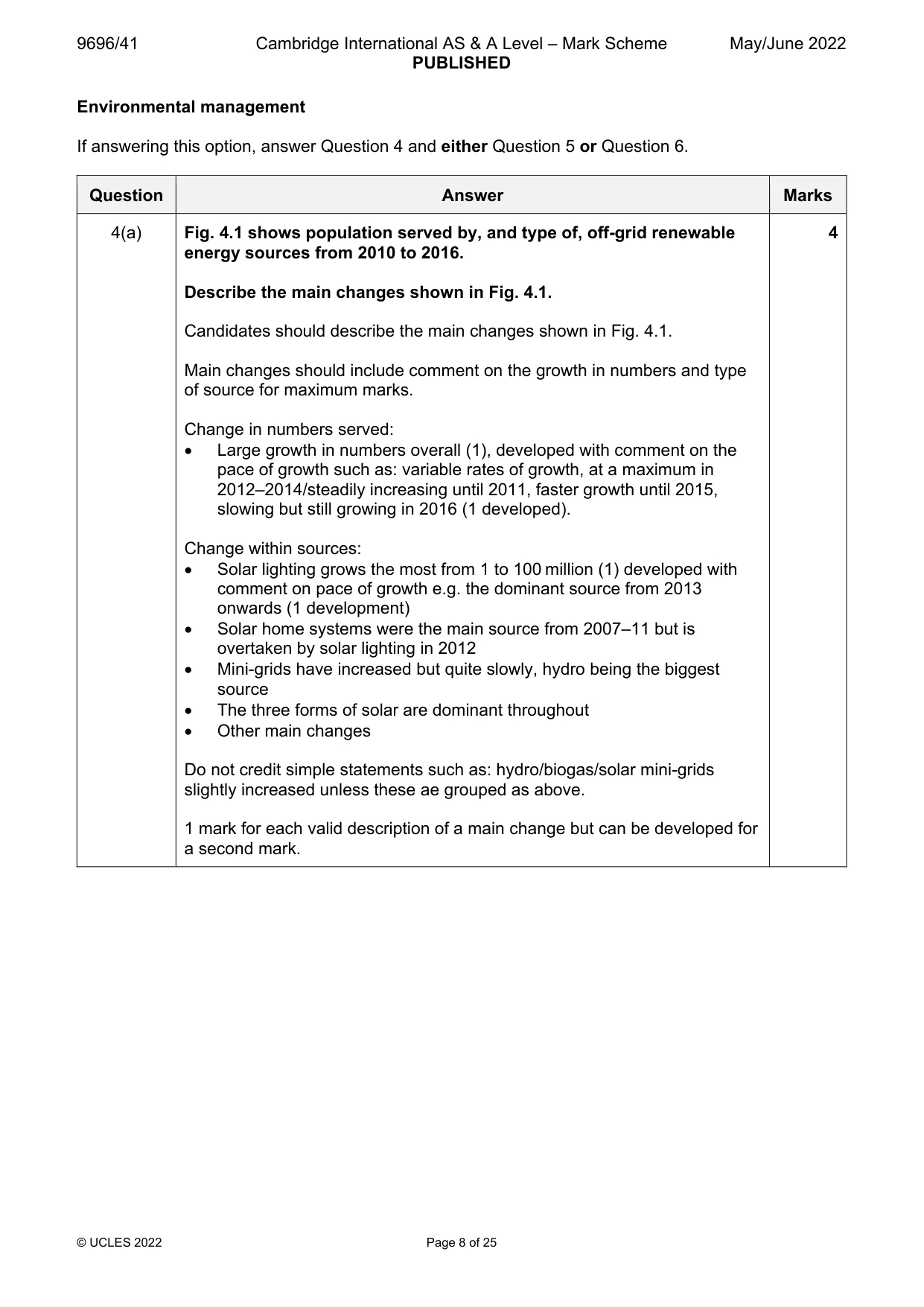 Mark scheme, page 8 of 25