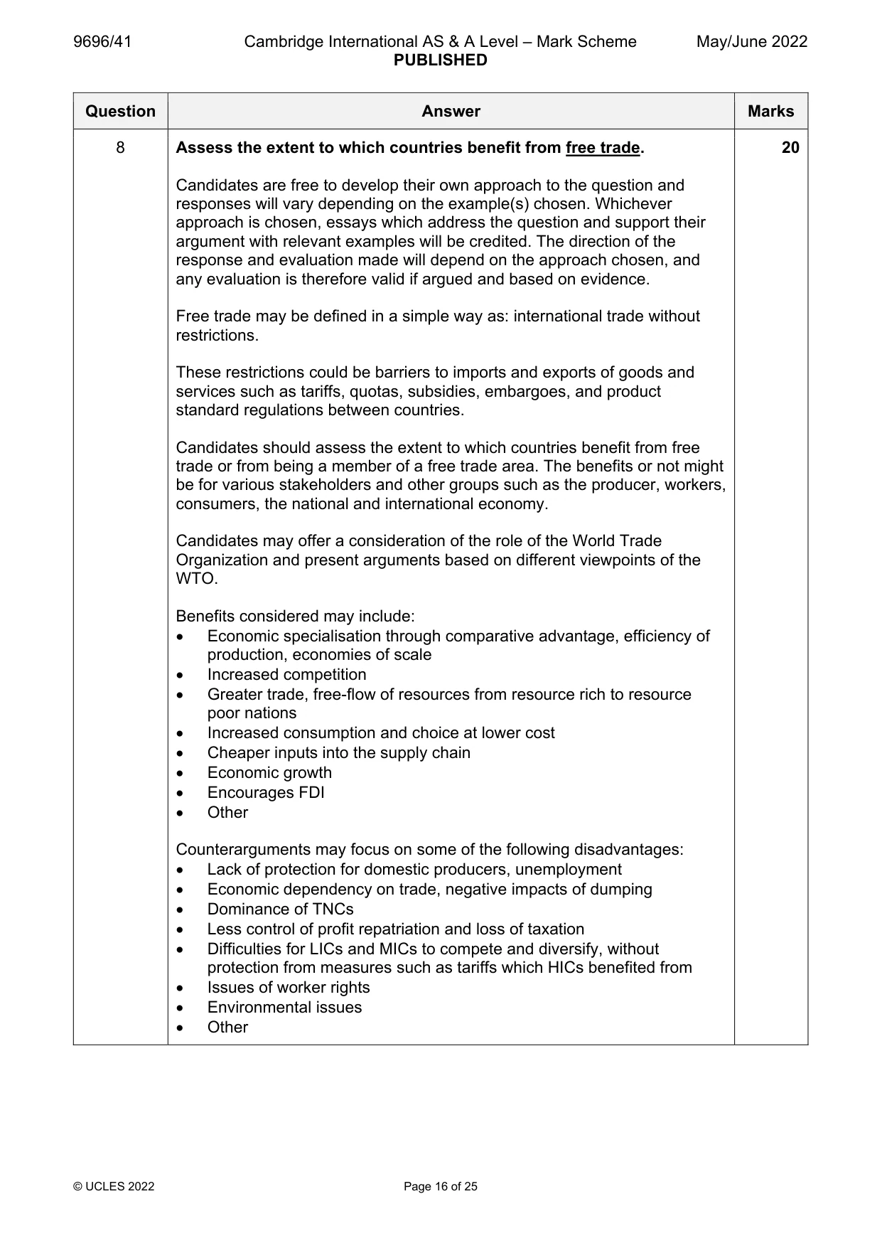 Mark scheme, page 16 of 25