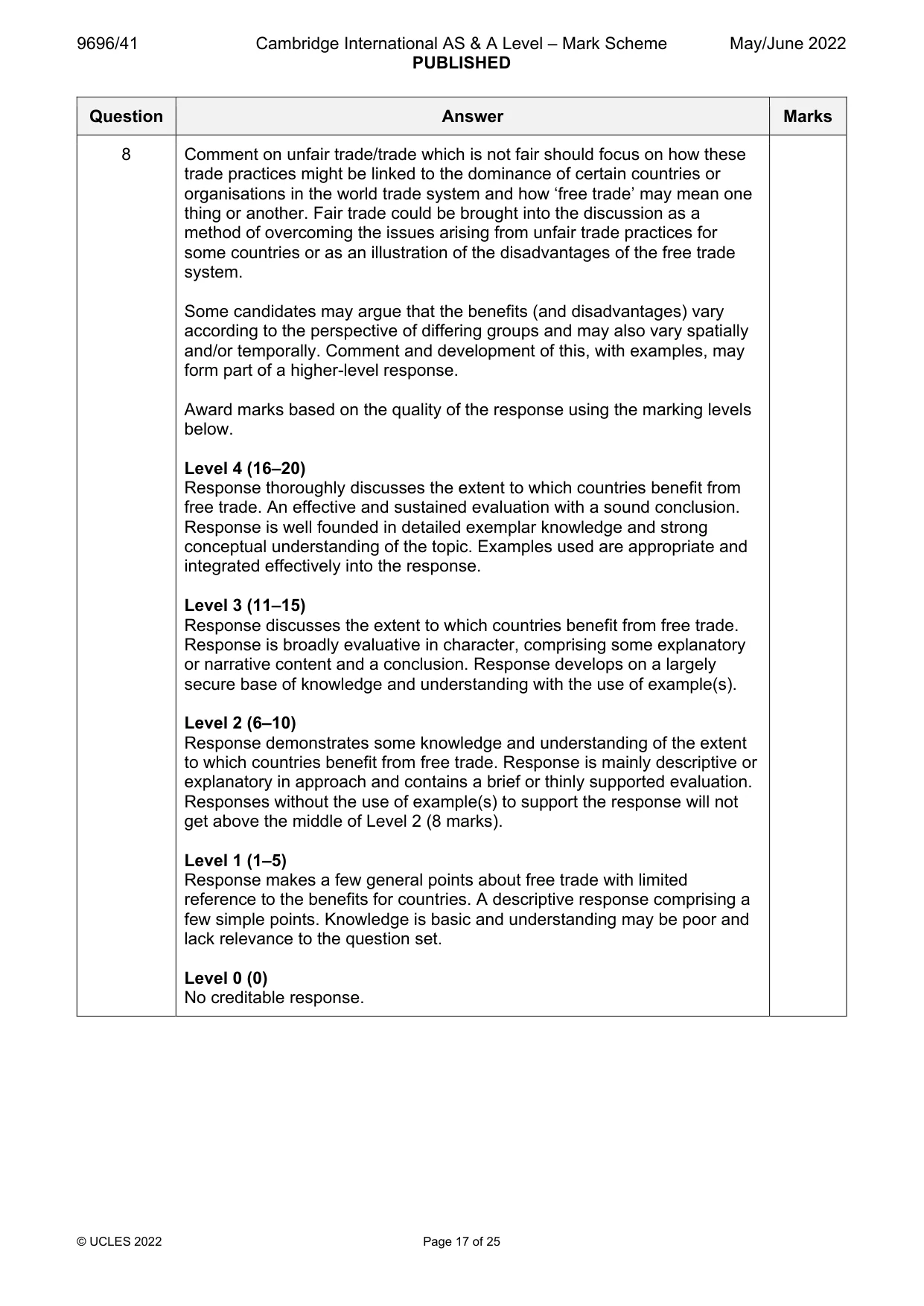 Mark scheme, page 17 of 25