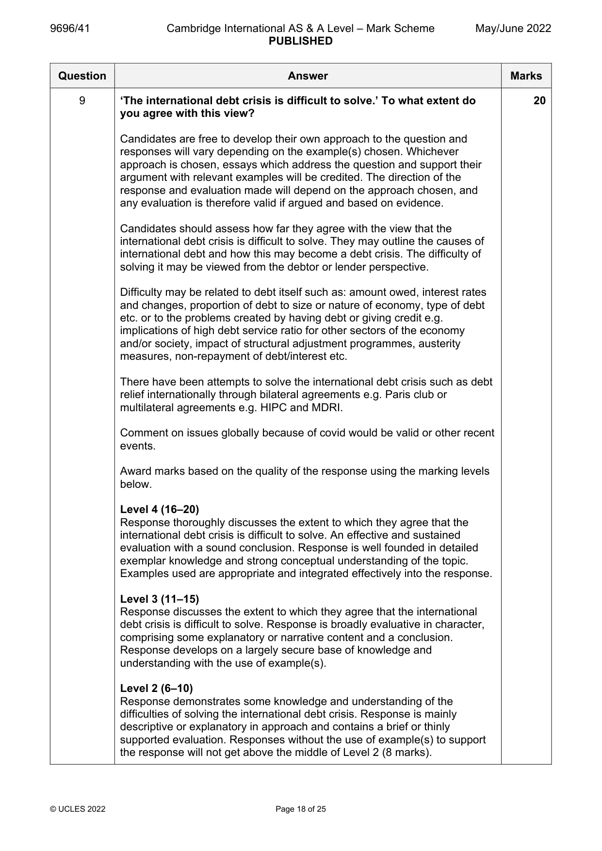 Mark scheme, page 18 of 25