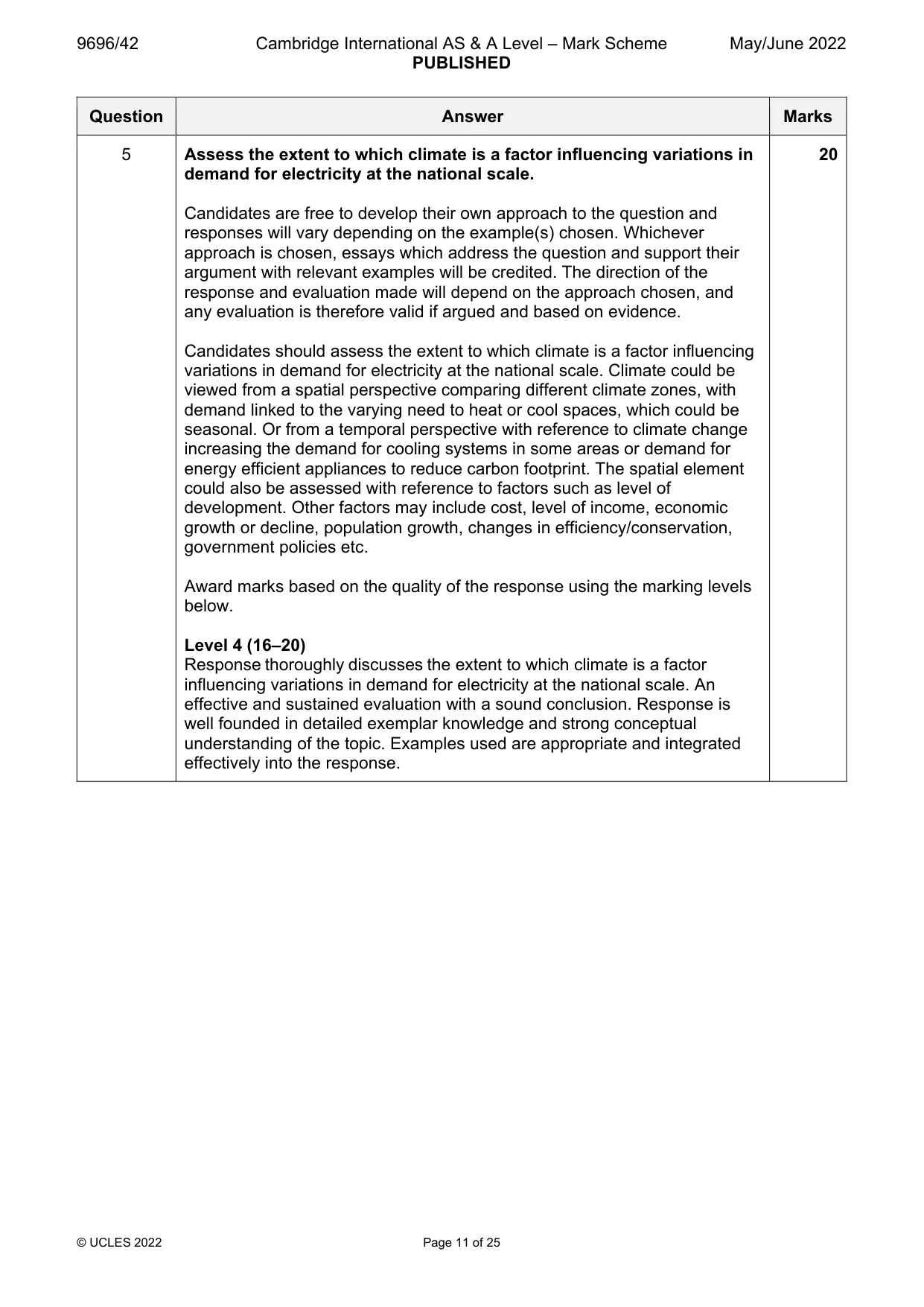 Mark scheme, page 11 of 25