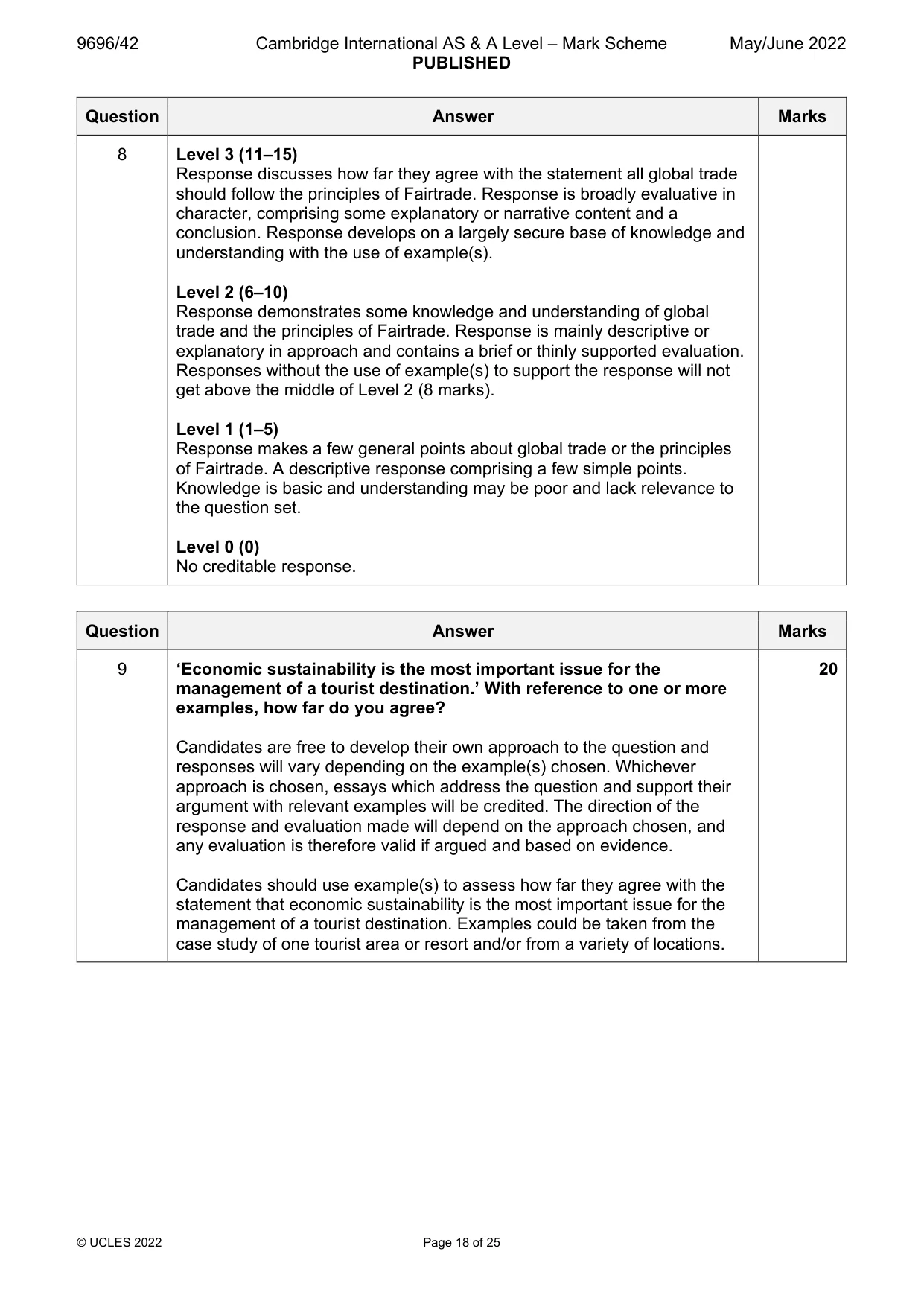Mark scheme, page 18 of 25