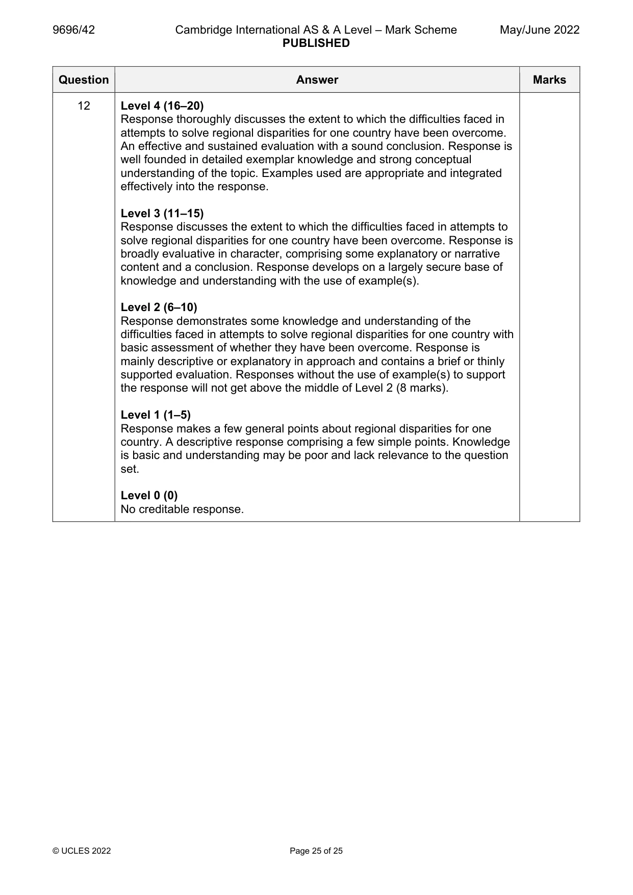 Mark scheme, page 25 of 25