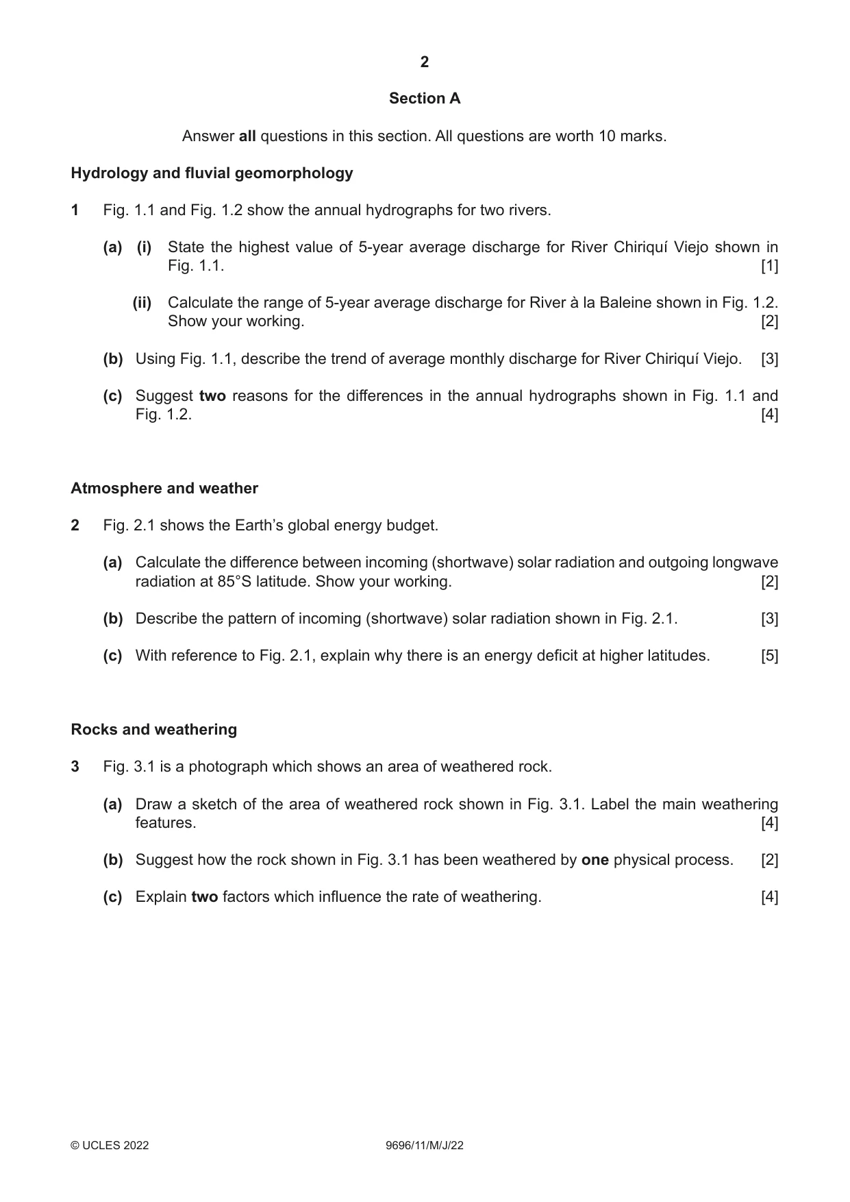 Cambridge A Level Geography 9696 2022 May/June Paper 1 · Variant 1 question paper, page 2 of 4