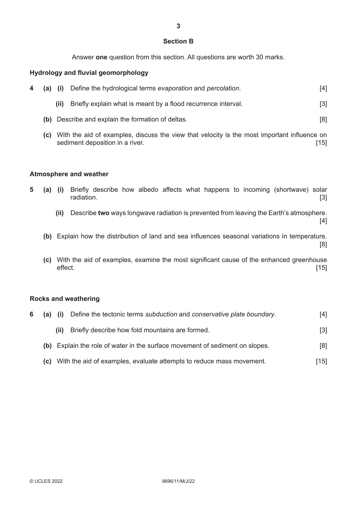 Cambridge A Level Geography 9696 2022 May/June Paper 1 · Variant 1 question paper, page 3 of 4