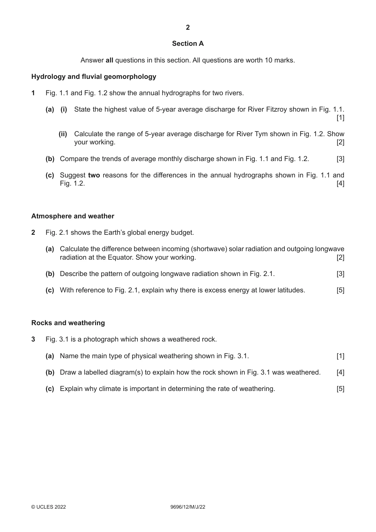 Cambridge A Level Geography 9696 2022 May/June Paper 1 · Variant 2 question paper, page 2 of 4