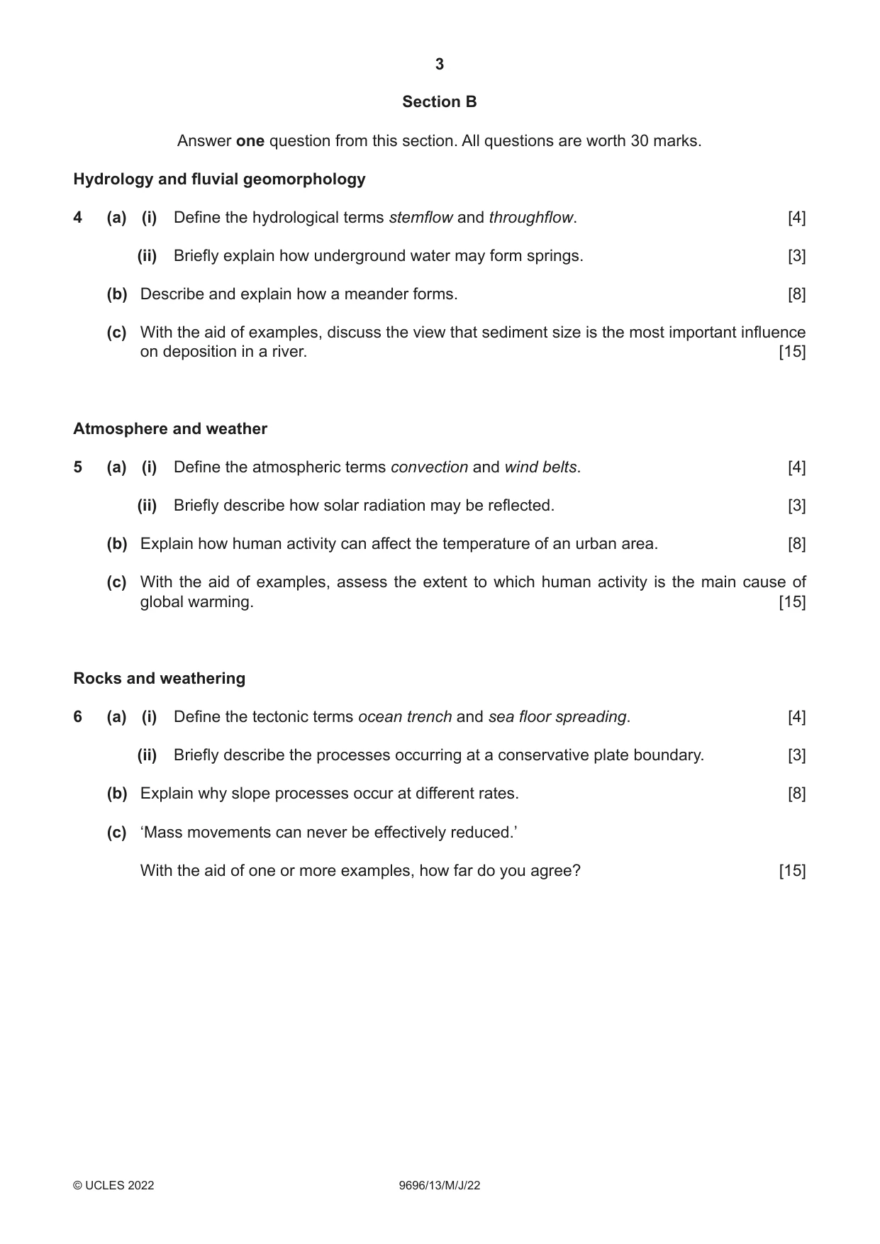 Cambridge A Level Geography 9696 2022 May/June Paper 1 · Variant 3 question paper, page 3 of 4