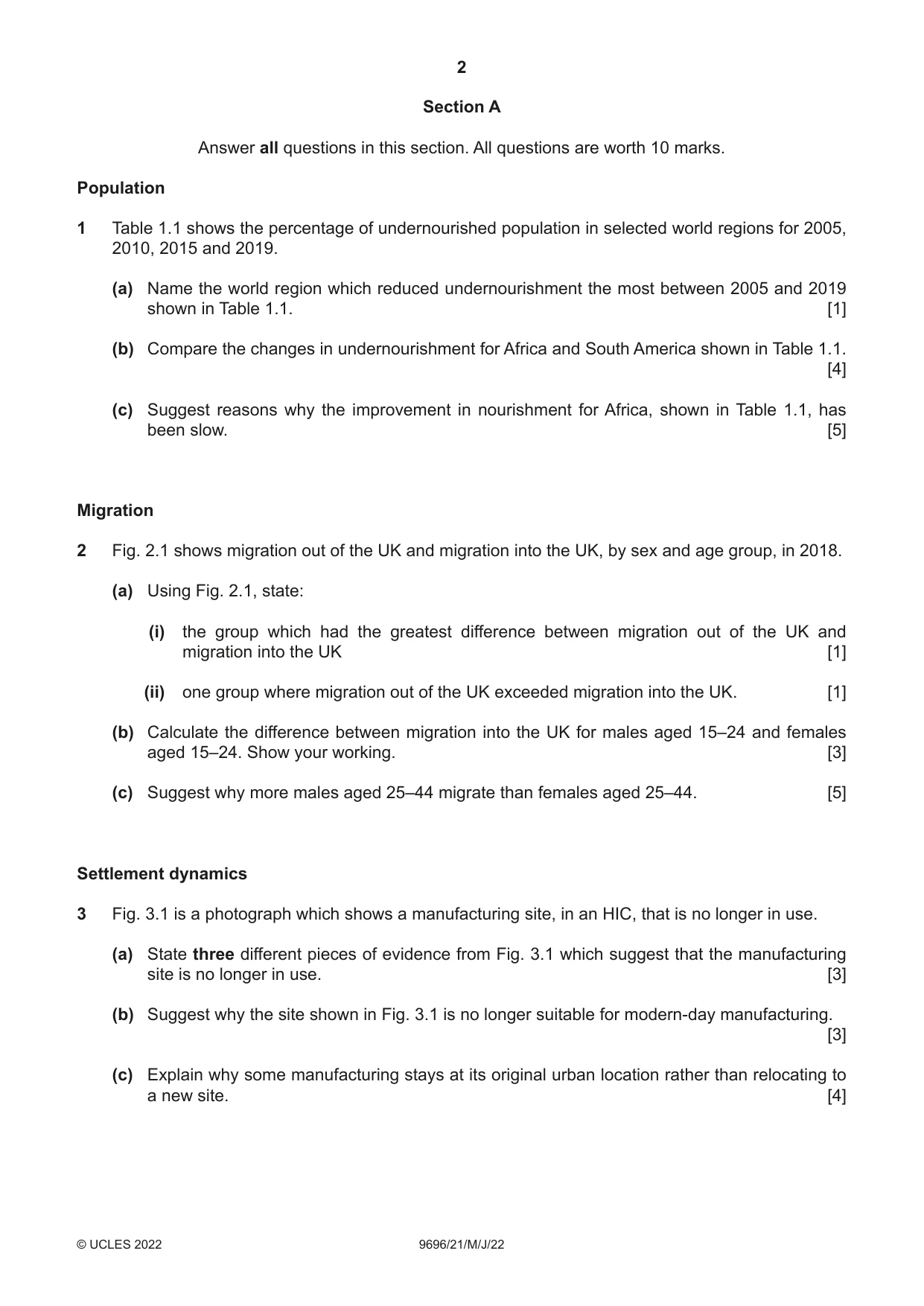 Cambridge A Level Geography 9696 2022 May/June Paper 2 · Variant 1 question paper, page 2 of 4