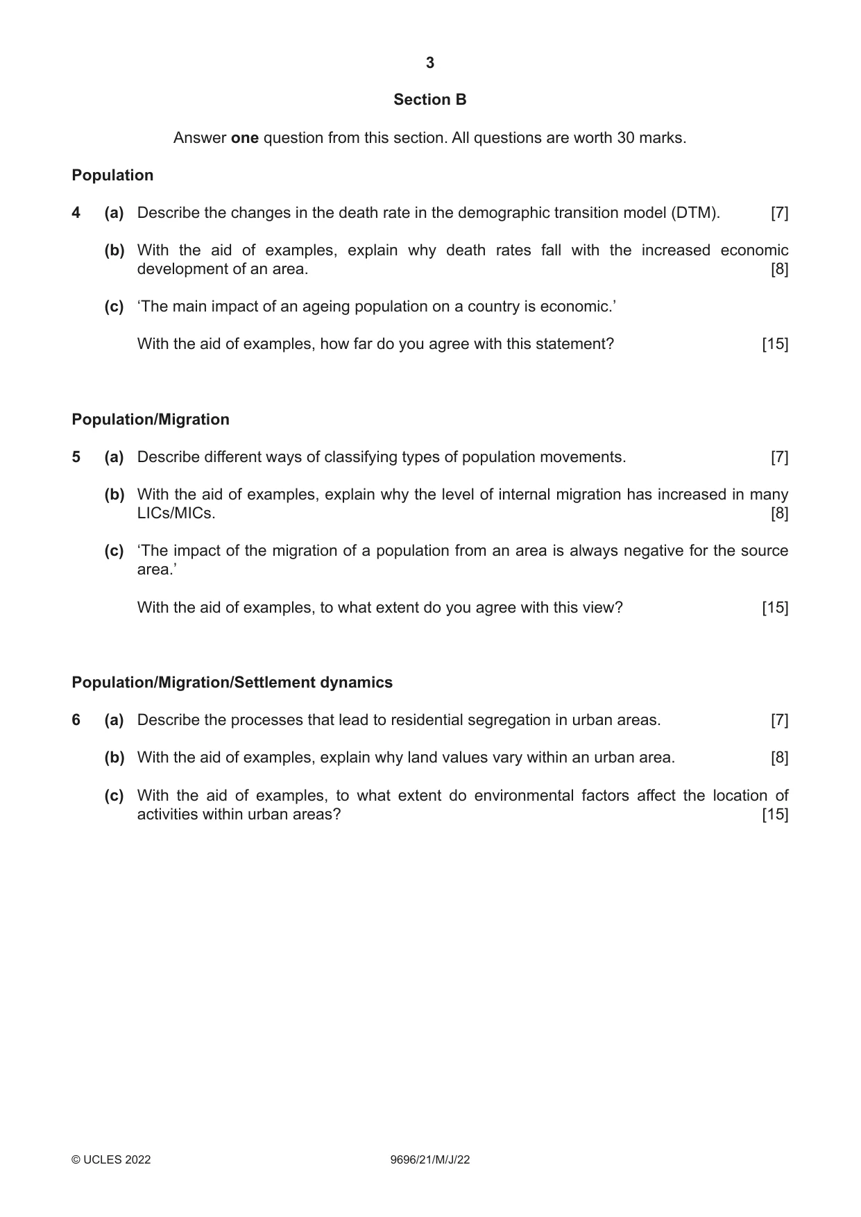 Cambridge A Level Geography 9696 2022 May/June Paper 2 · Variant 1 question paper, page 3 of 4