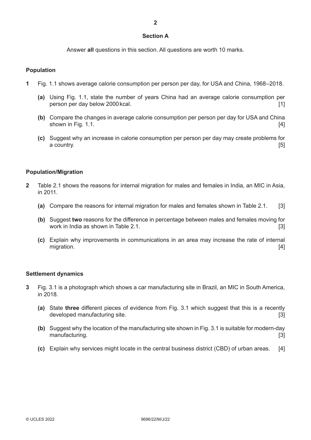 Cambridge A Level Geography 9696 2022 May/June Paper 2 · Variant 2 question paper, page 2 of 4
