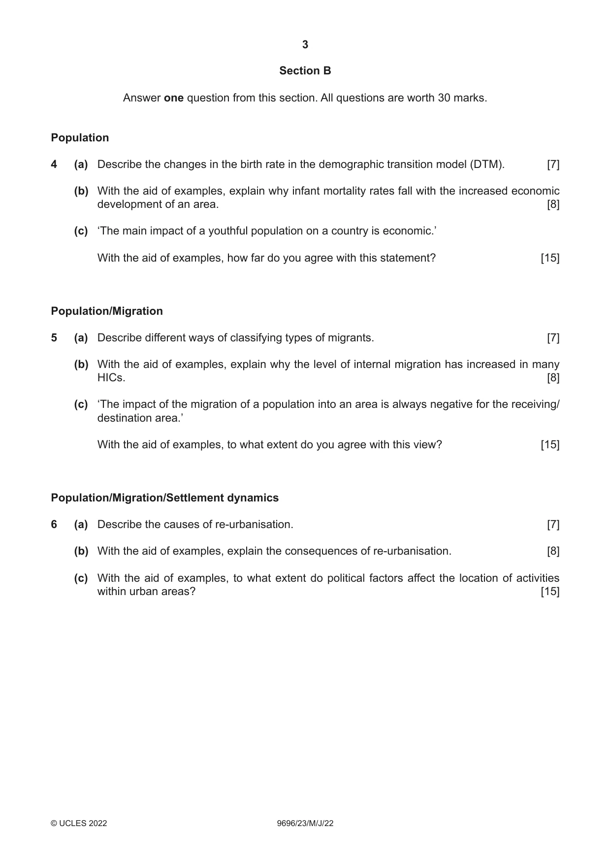 Cambridge A Level Geography 9696 2022 May/June Paper 2 · Variant 3 question paper, page 3 of 4