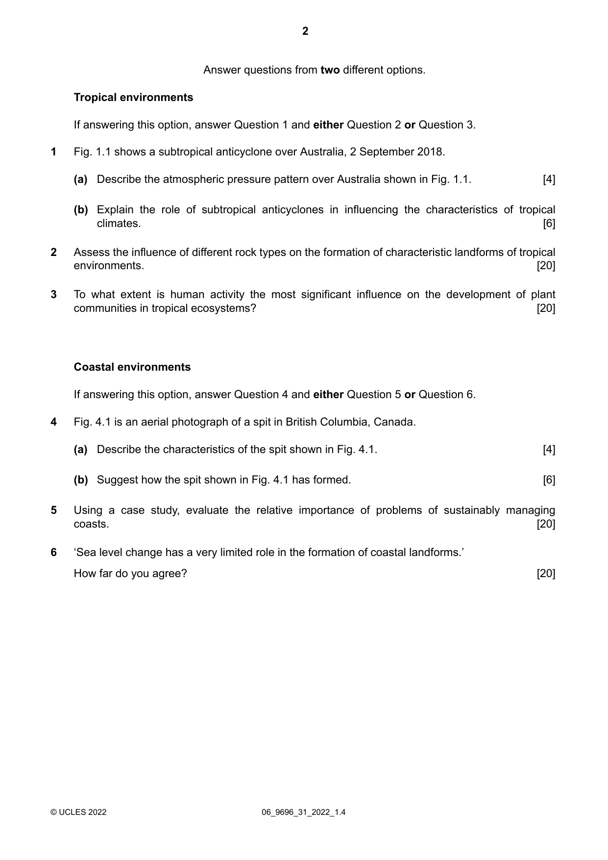 Cambridge A Level Geography 9696 2022 May/June Paper 3 · Variant 1 question paper, page 2 of 4