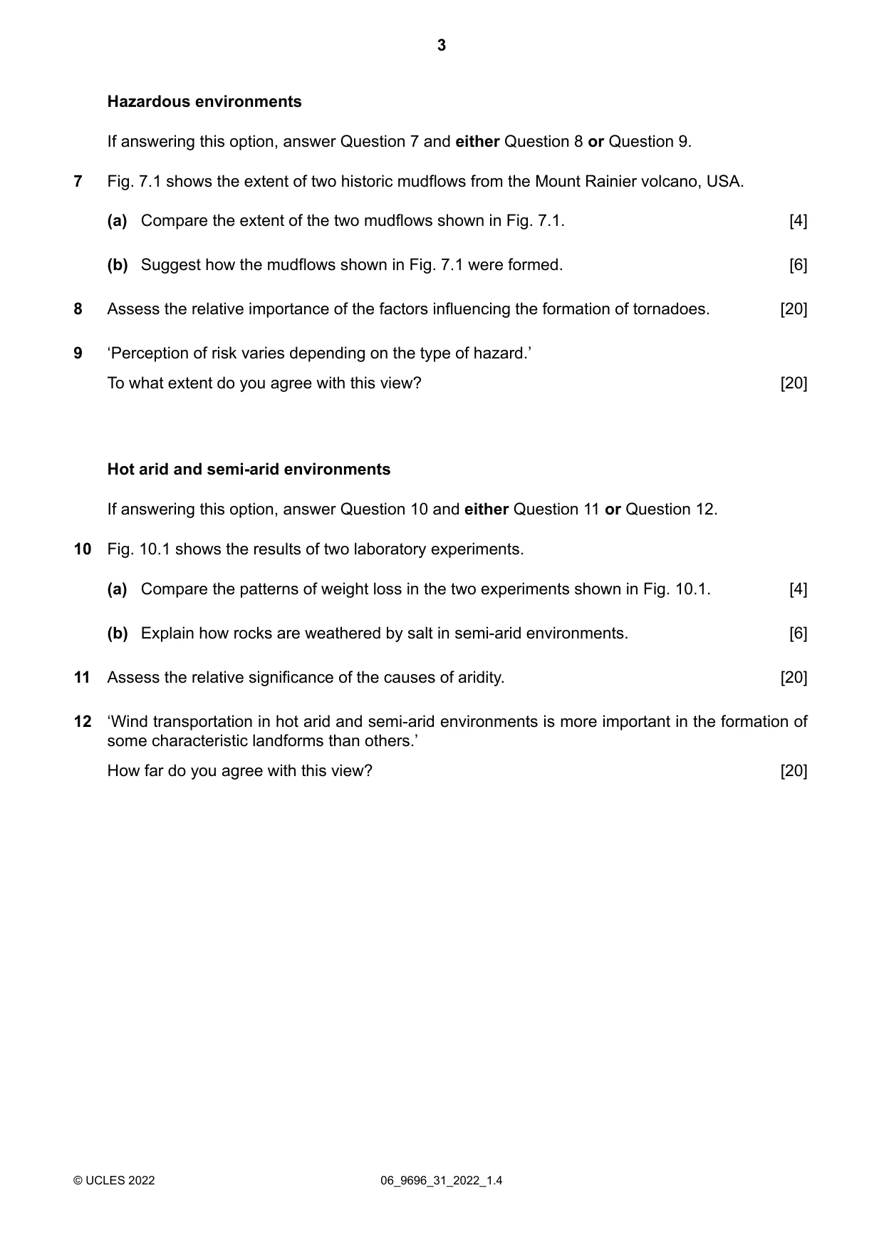 Cambridge A Level Geography 9696 2022 May/June Paper 3 · Variant 1 question paper, page 3 of 4