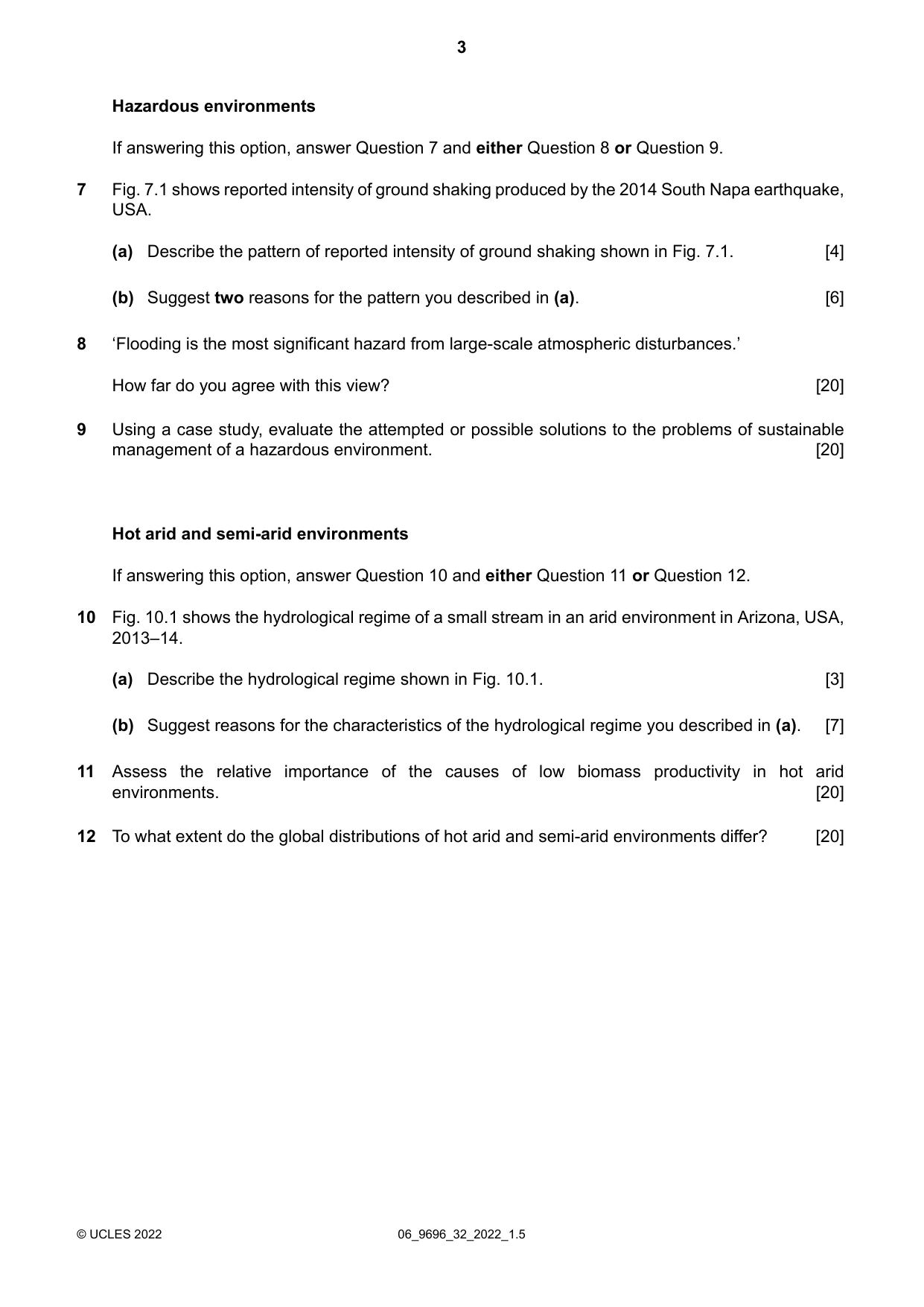 Cambridge A Level Geography 9696 2022 May/June Paper 3 · Variant 2 question paper, page 3 of 4