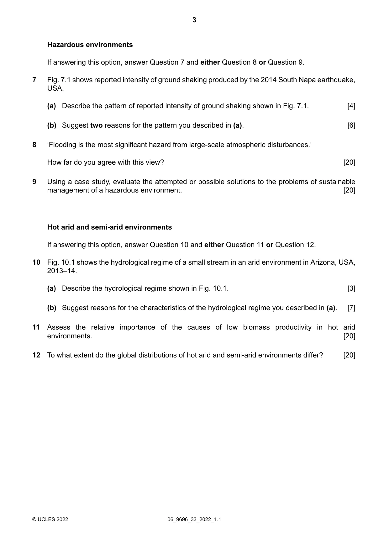 Cambridge A Level Geography 9696 2022 May/June Paper 3 · Variant 3 question paper, page 3 of 4