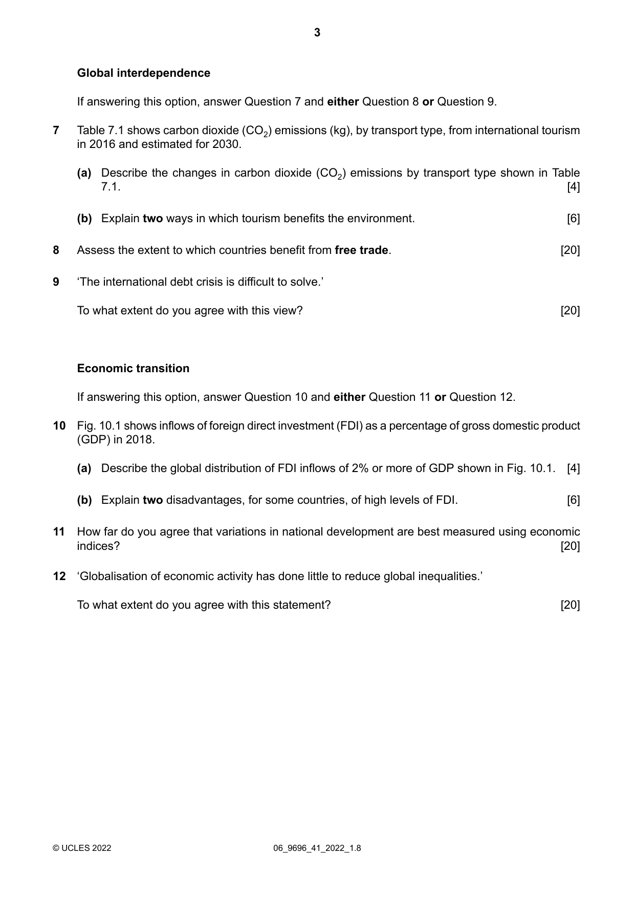 Cambridge A Level Geography 9696 2022 May/June Paper 4 · Variant 1 question paper, page 3 of 4