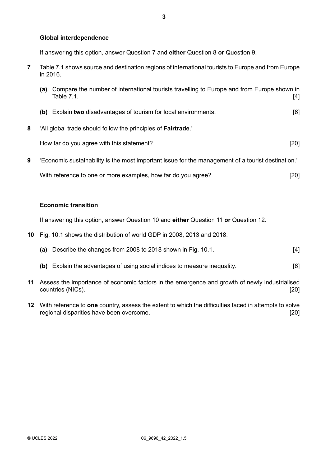 Cambridge A Level Geography 9696 2022 May/June Paper 4 · Variant 2 question paper, page 3 of 4