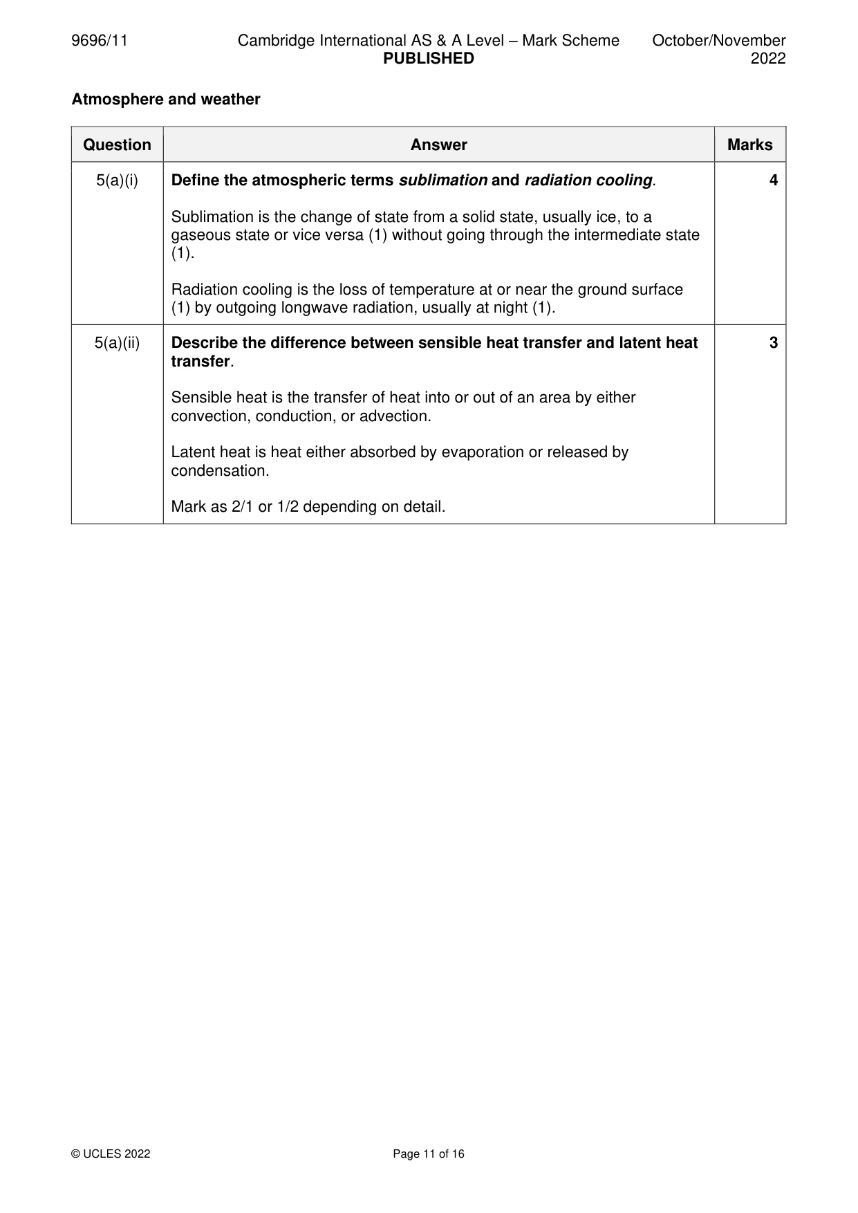 Mark scheme, page 11 of 16