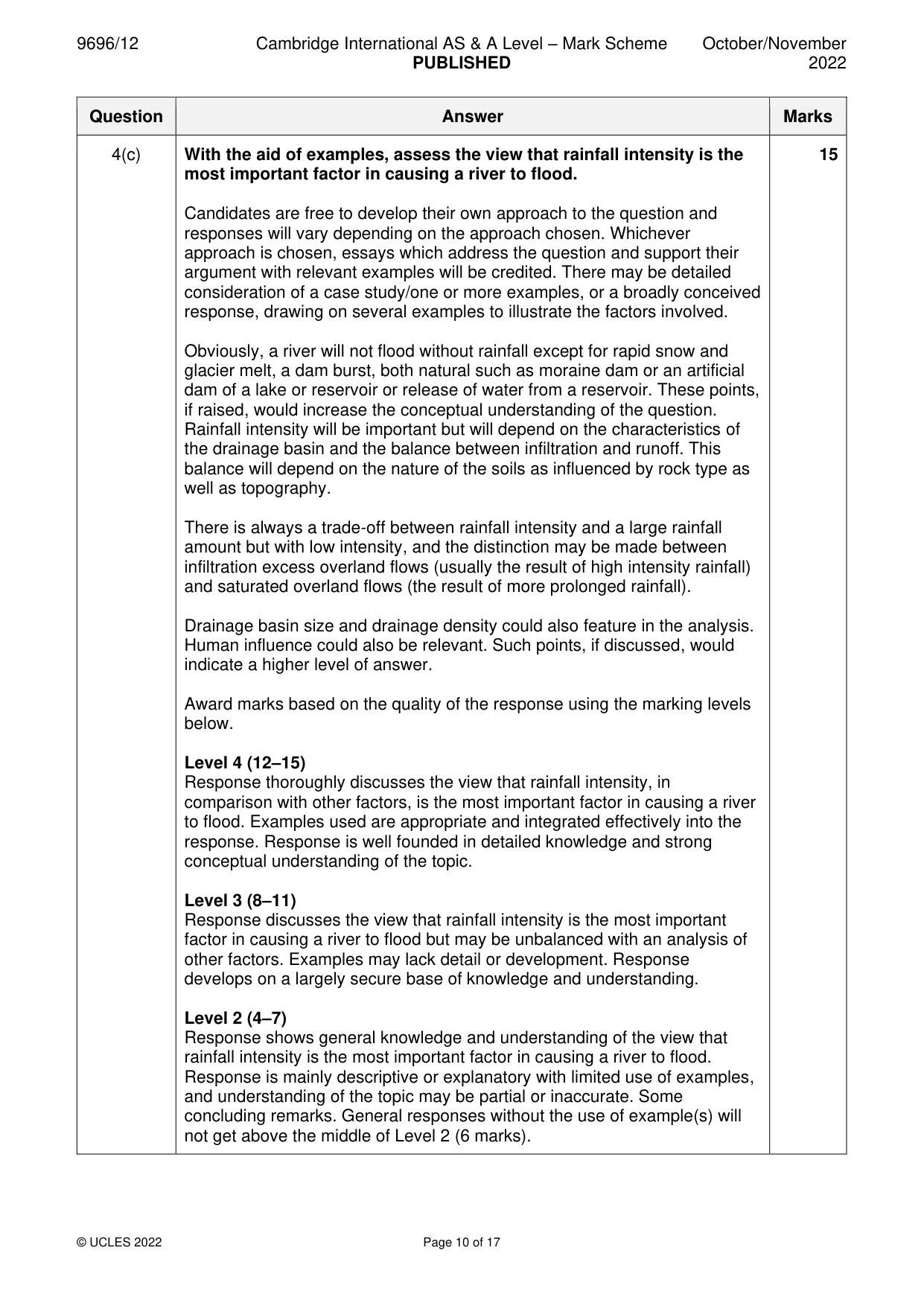 Mark scheme, page 10 of 17