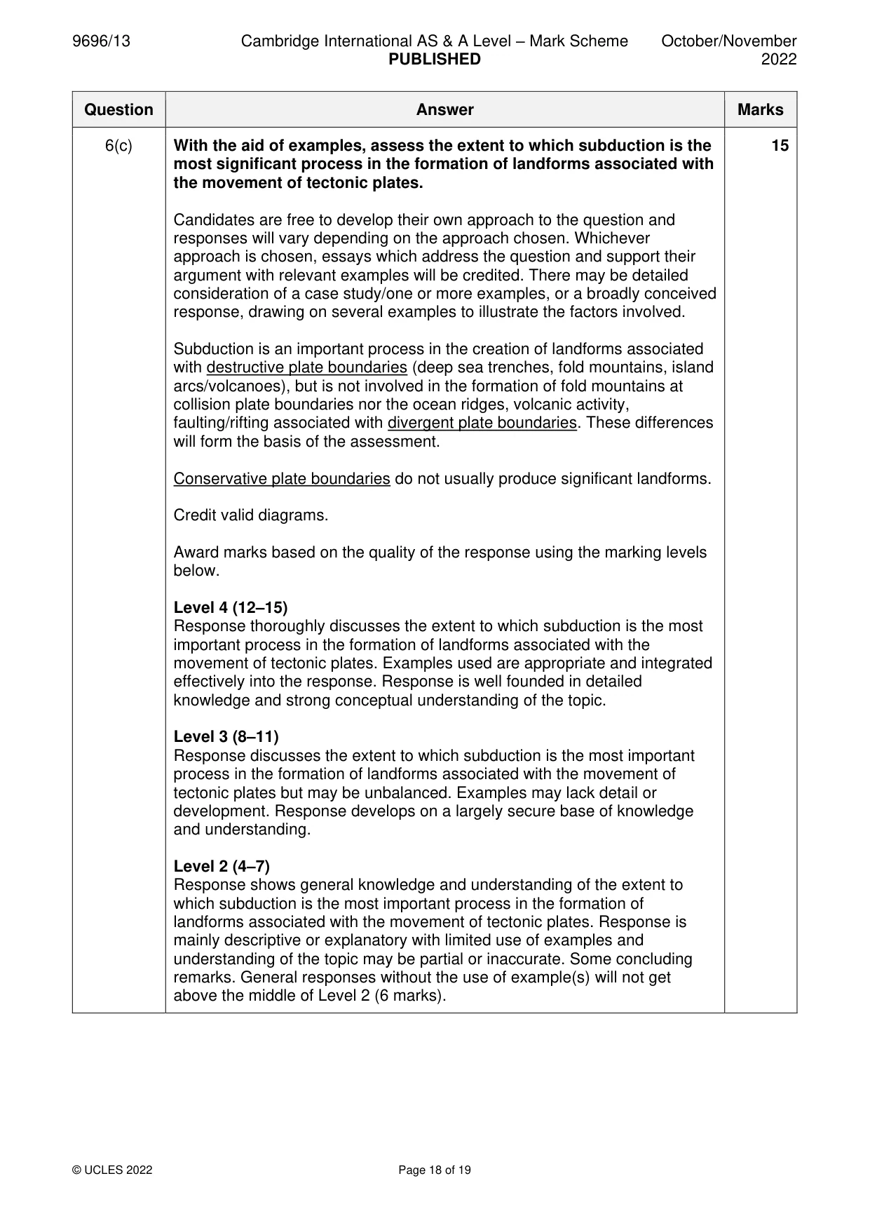 Mark scheme, page 18 of 19