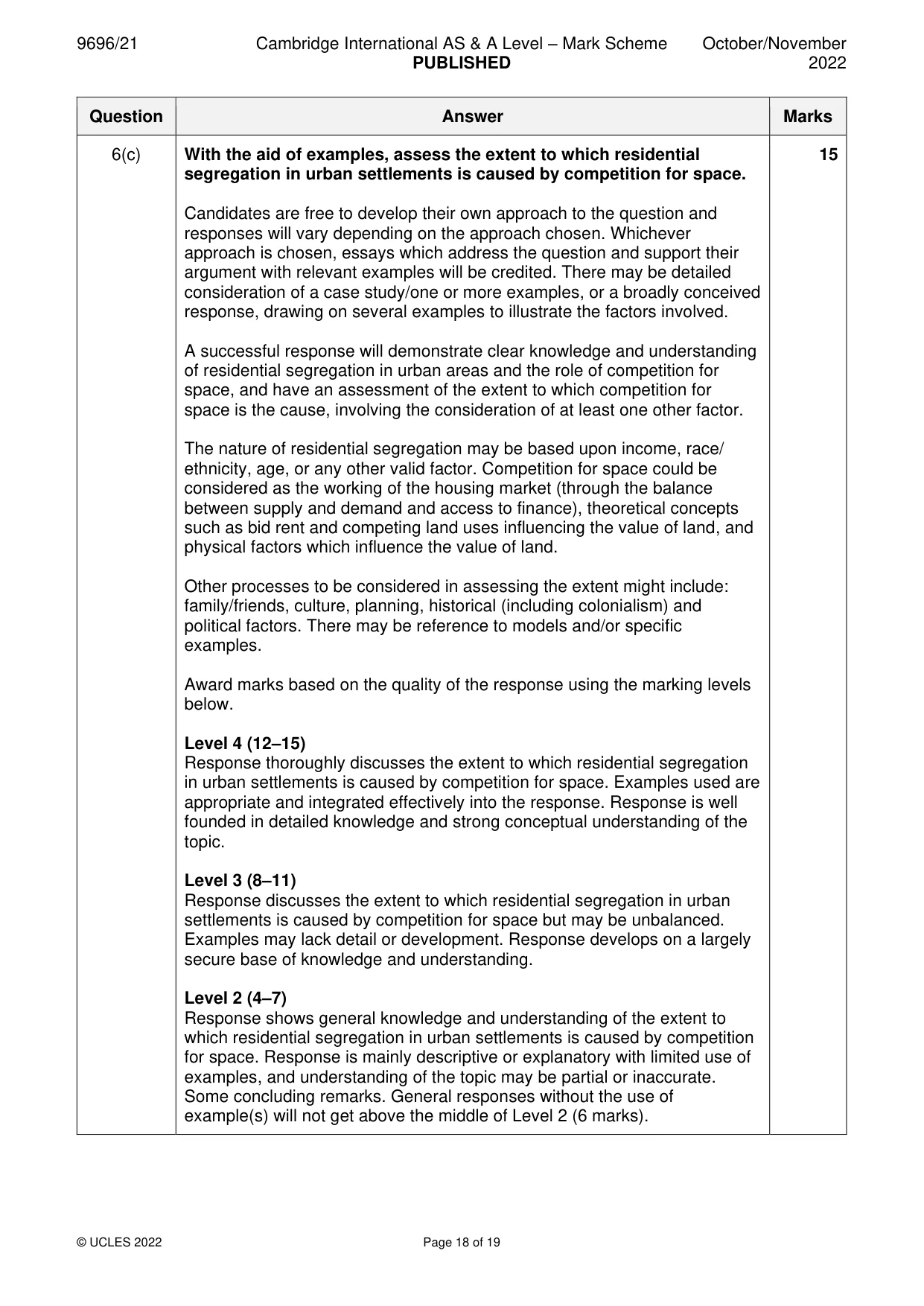 Mark scheme, page 18 of 19