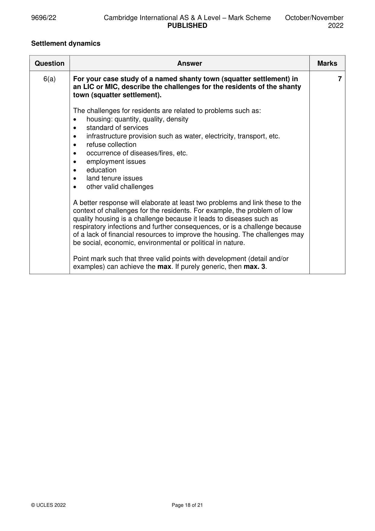 Mark scheme, page 18 of 21