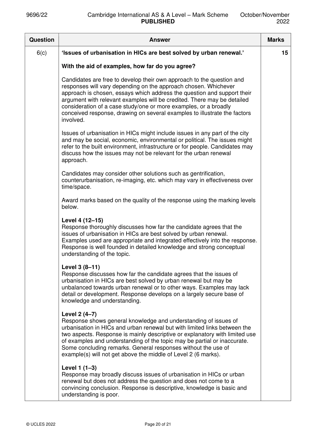 Mark scheme, page 20 of 21