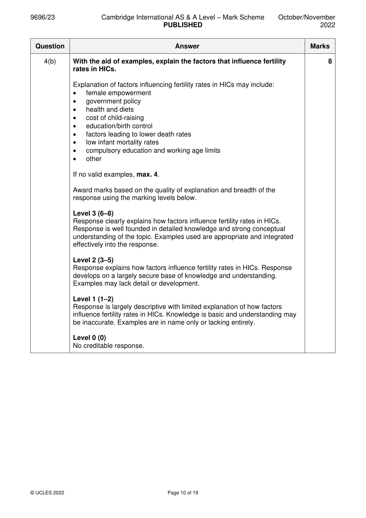 Mark scheme, page 10 of 19