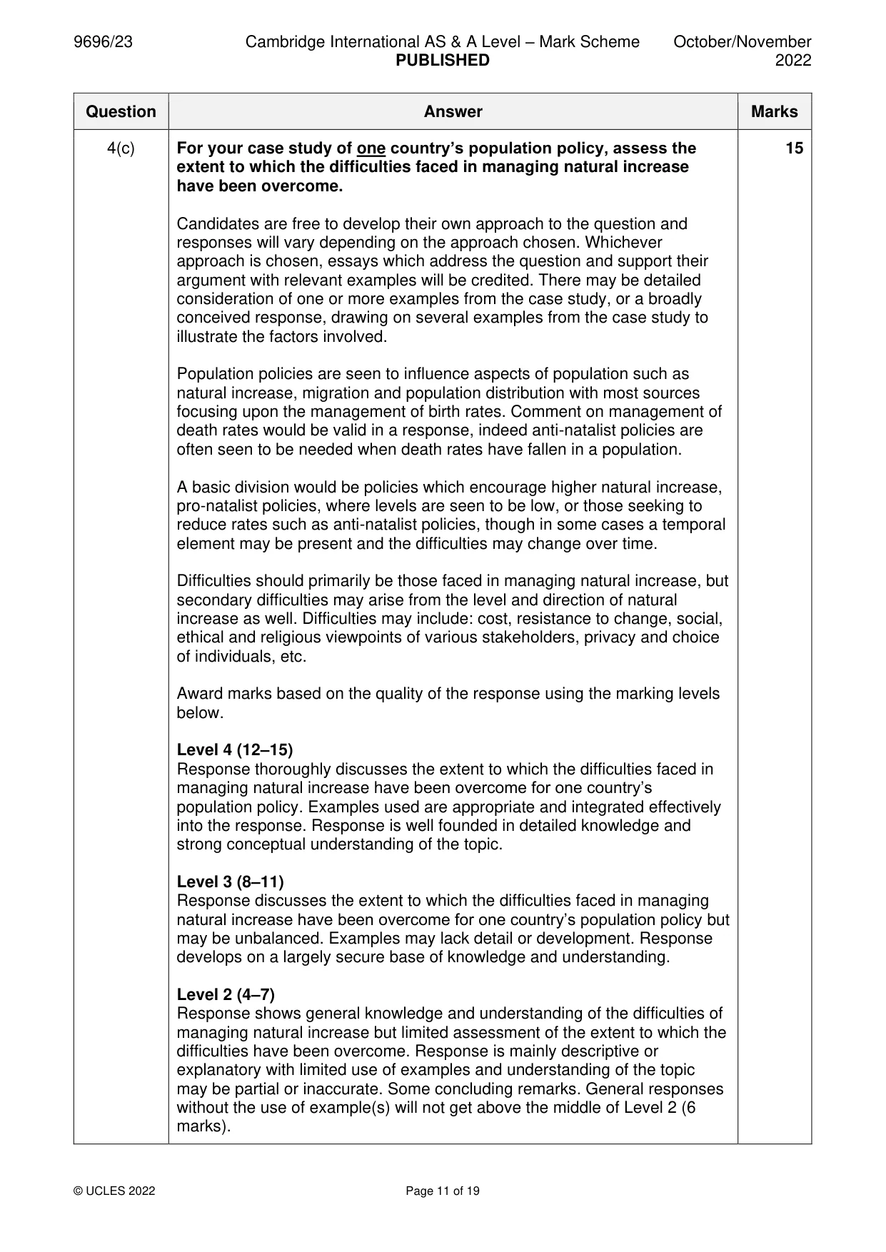 Mark scheme, page 11 of 19