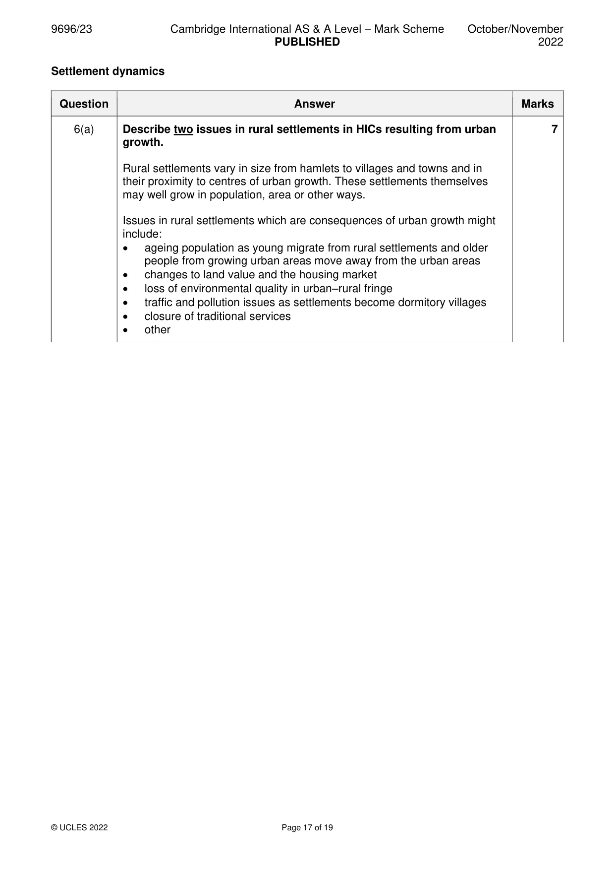 Mark scheme, page 17 of 19