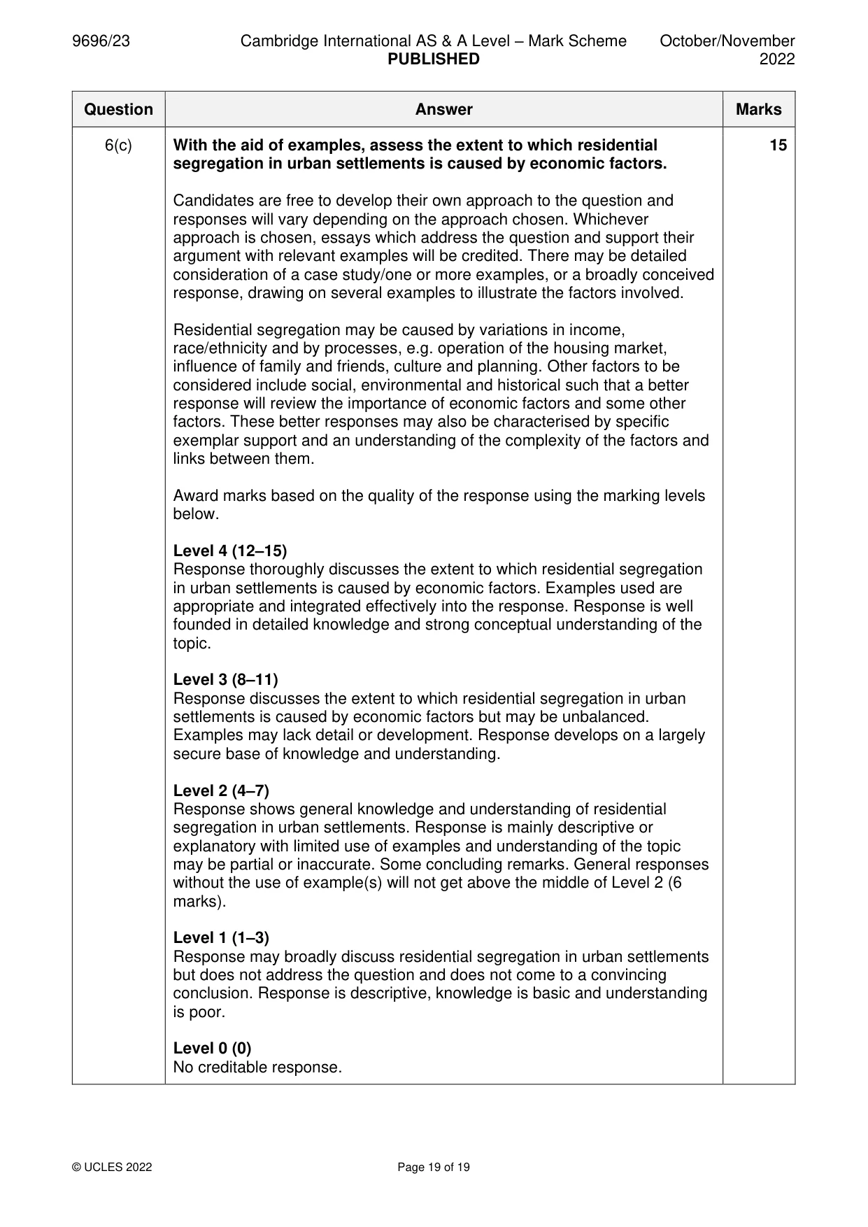 Mark scheme, page 19 of 19