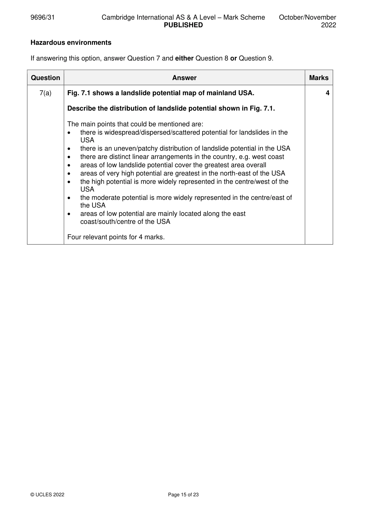 Mark scheme, page 15 of 23