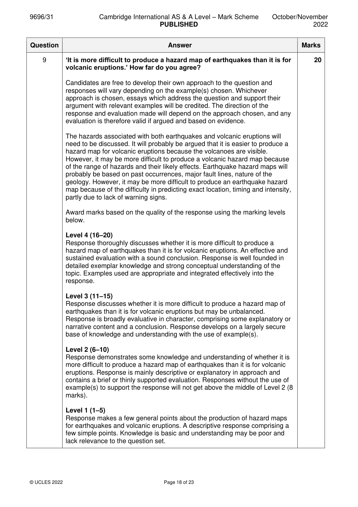 Mark scheme, page 18 of 23
