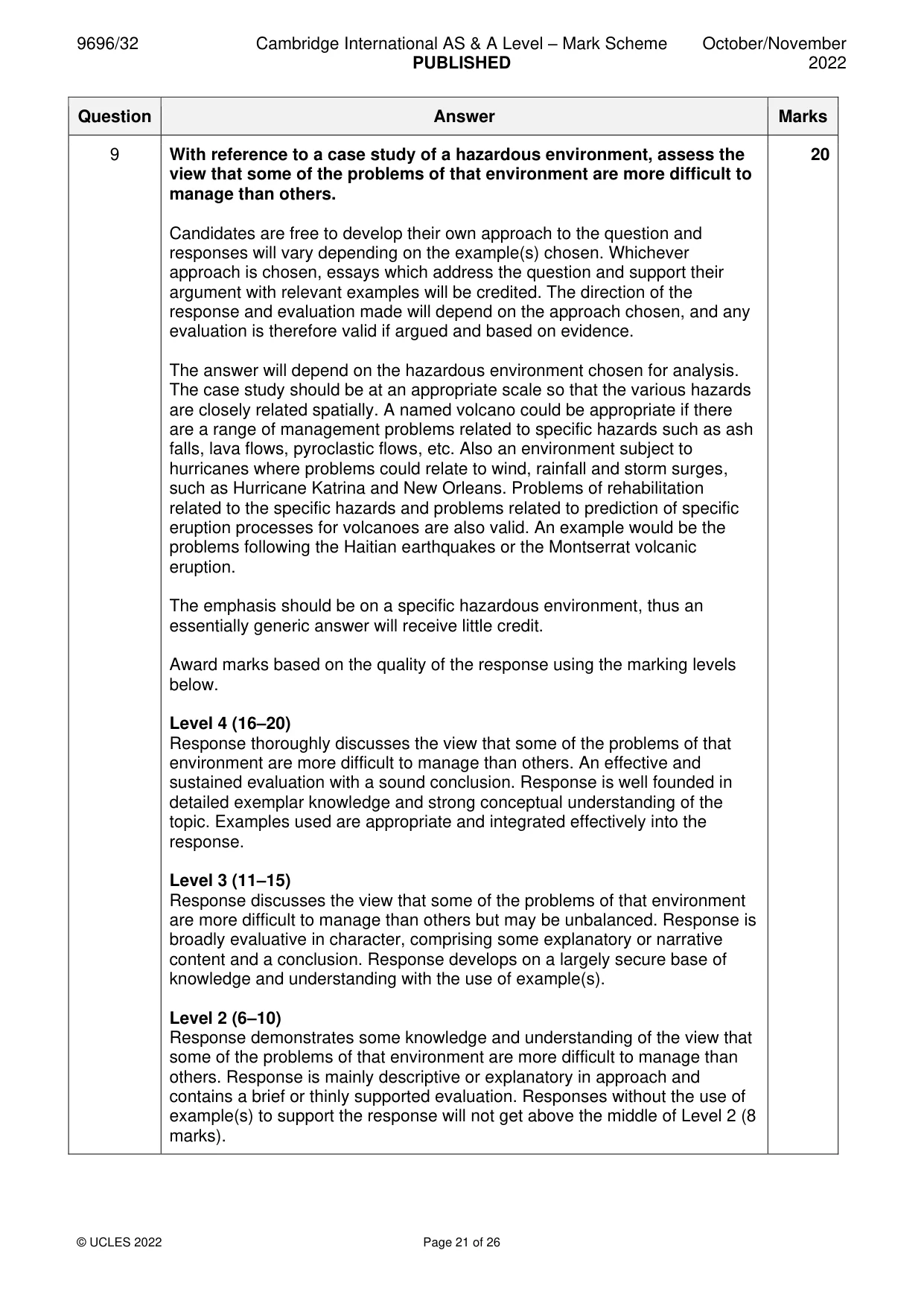 Mark scheme, page 21 of 26