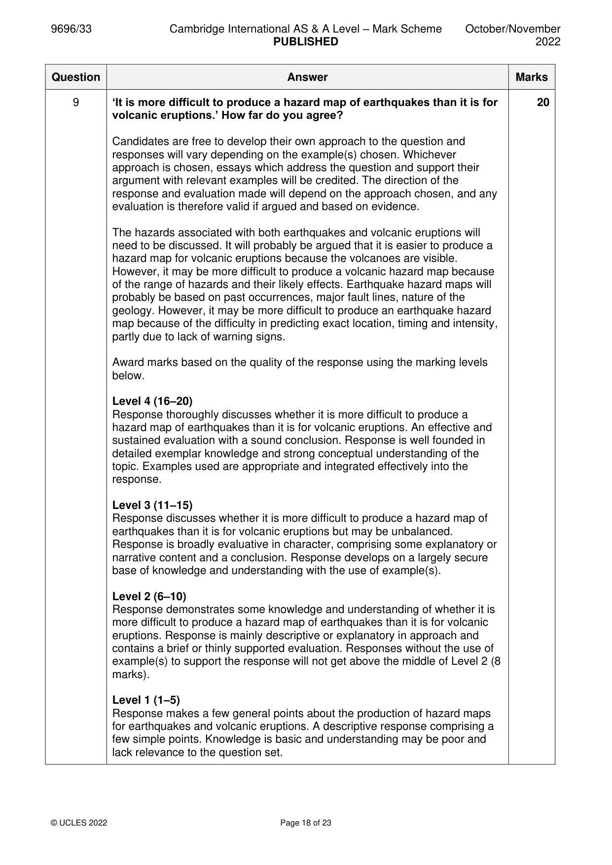 Mark scheme, page 18 of 23