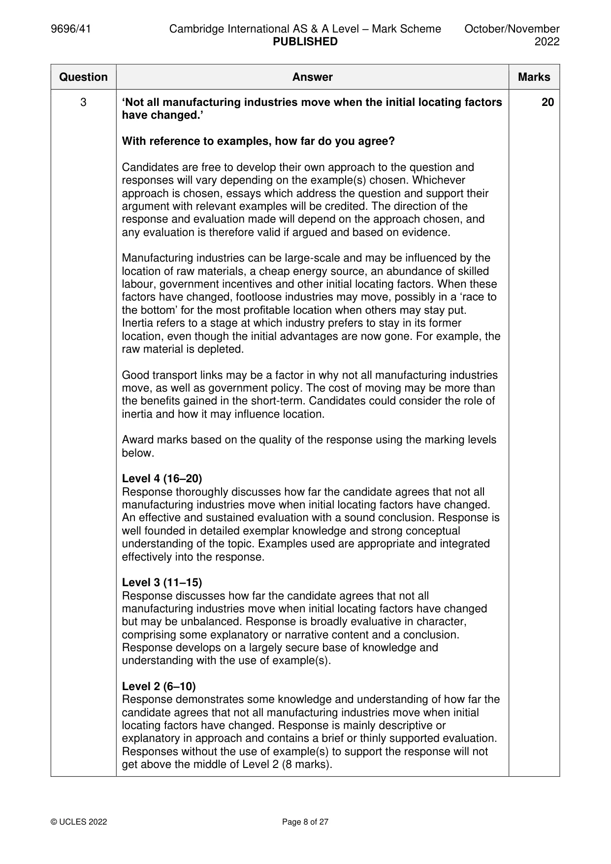 Mark scheme, page 8 of 27