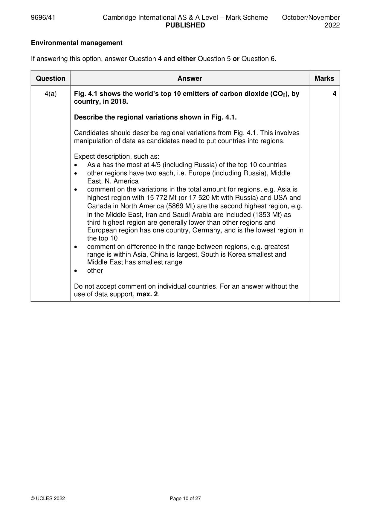Mark scheme, page 10 of 27