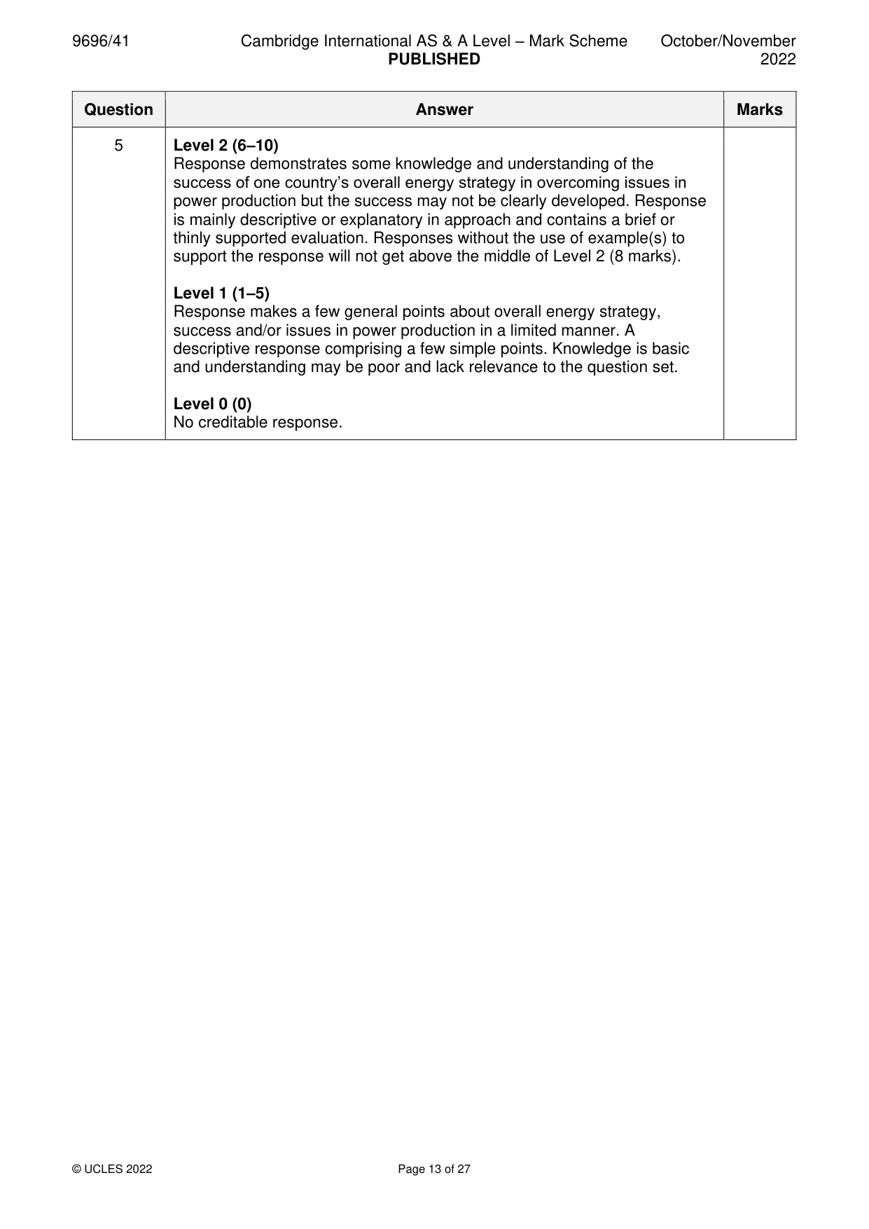 Mark scheme, page 13 of 27