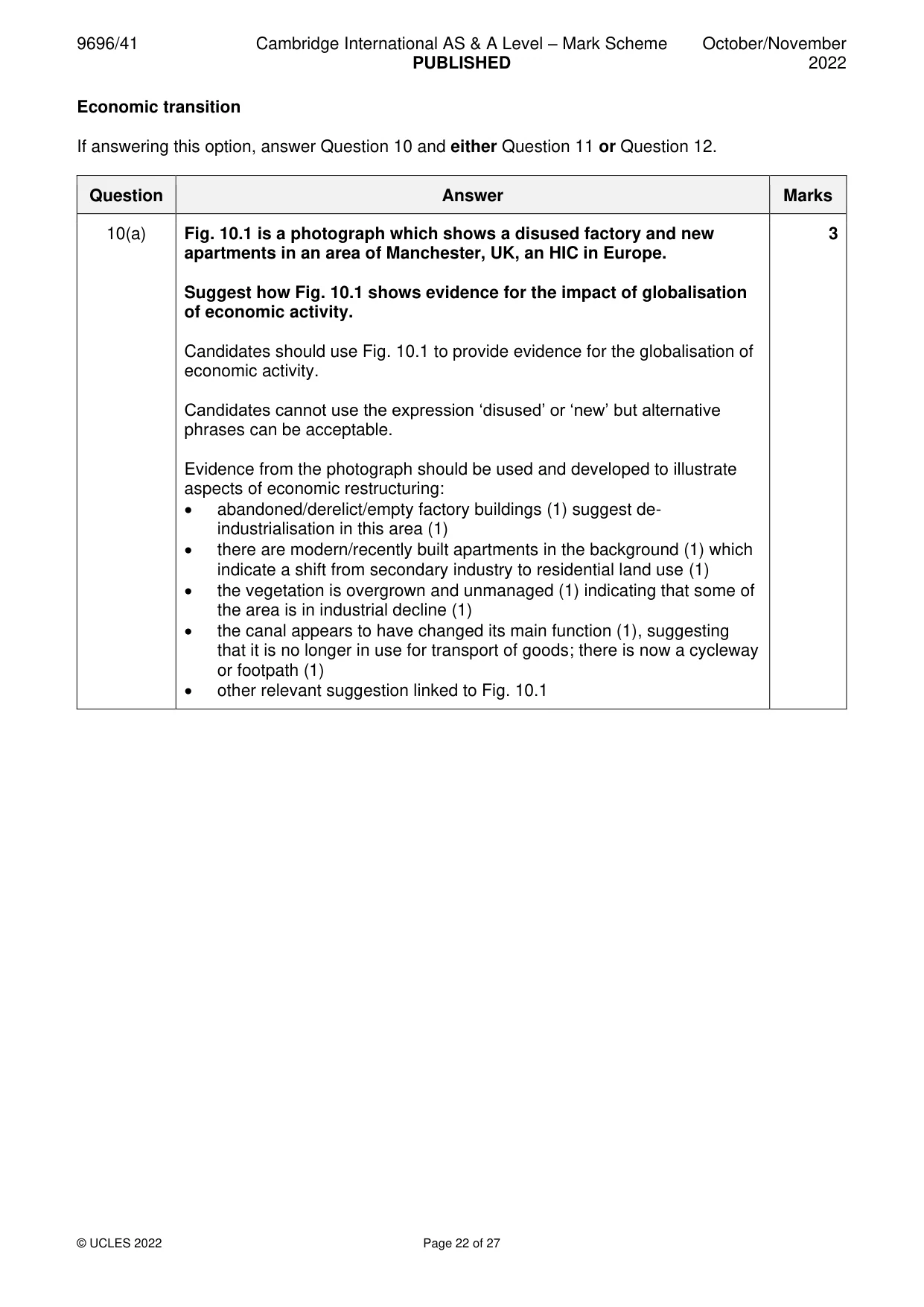 Mark scheme, page 22 of 27