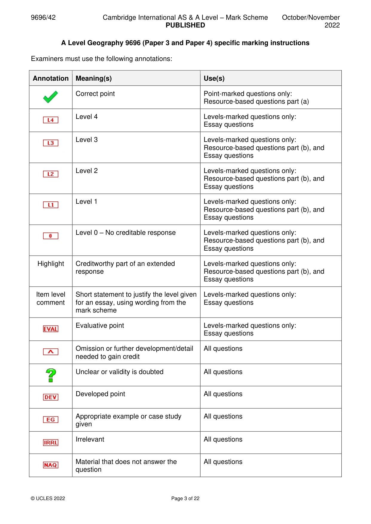 Mark scheme, page 3 of 22