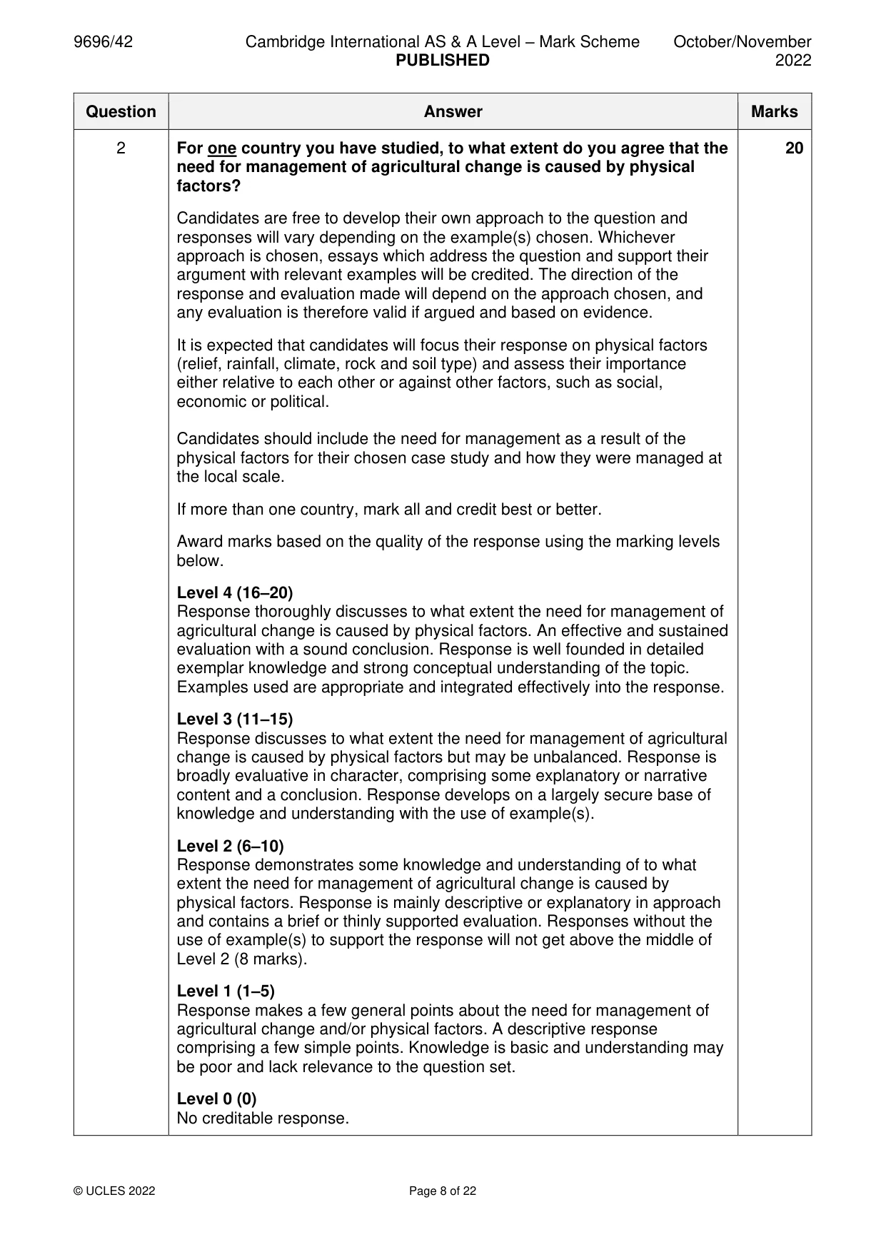 Mark scheme, page 8 of 22