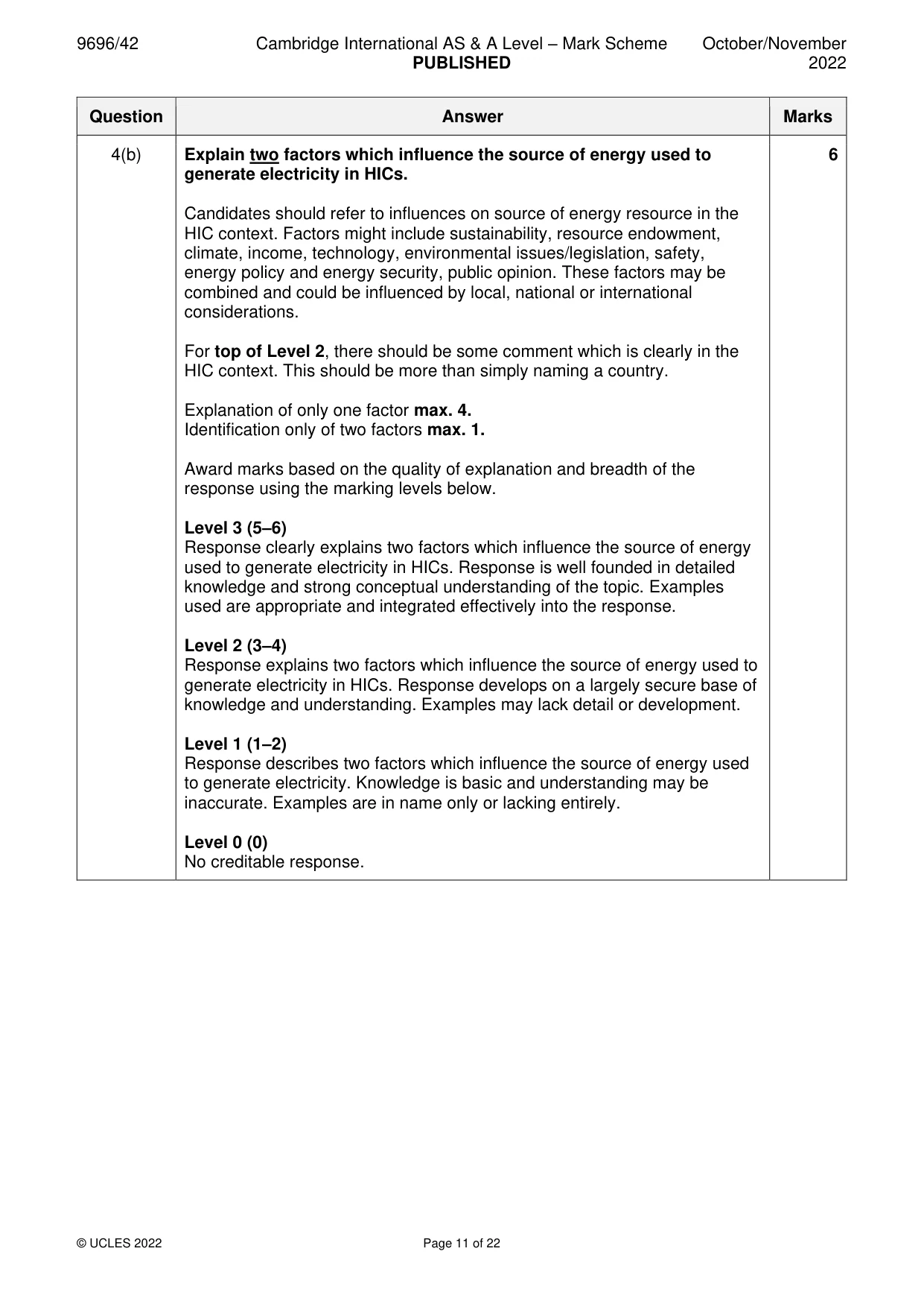 Mark scheme, page 11 of 22