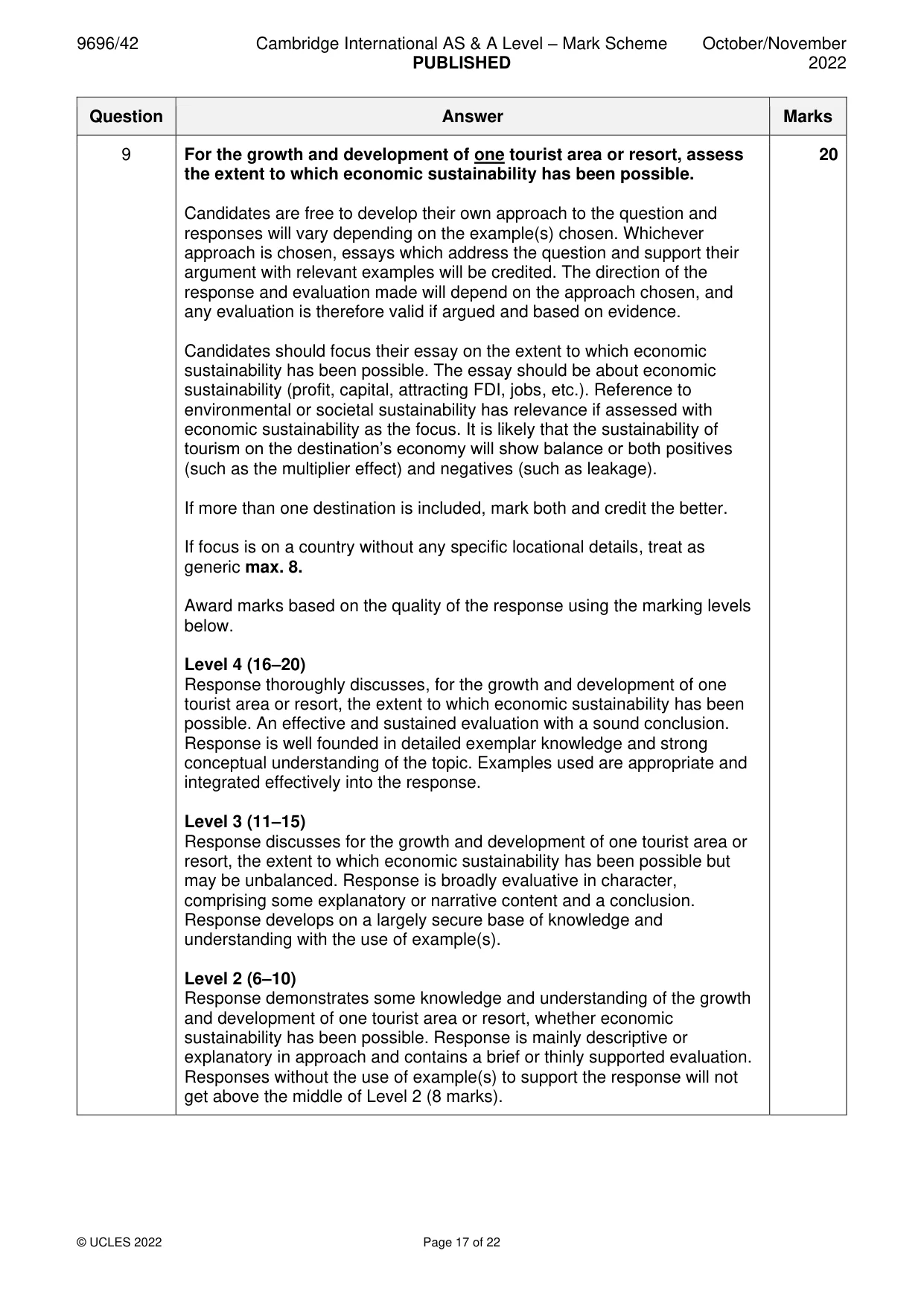 Mark scheme, page 17 of 22